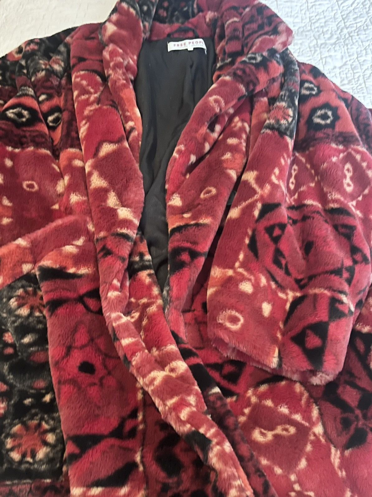 Free People Free People Patchwork Coat Oversized Fuzzy Longline Jacket Size M / US 6-8 / IT 42-44 - 5 Thumbnail