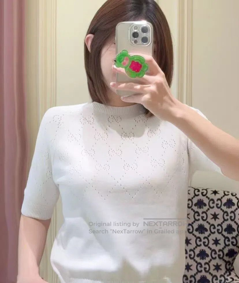 Gucci Guicci White double G hollow cotton crewneck short sleeve Size US S / EU 44-46 / 1 - 7 Thumbnail
