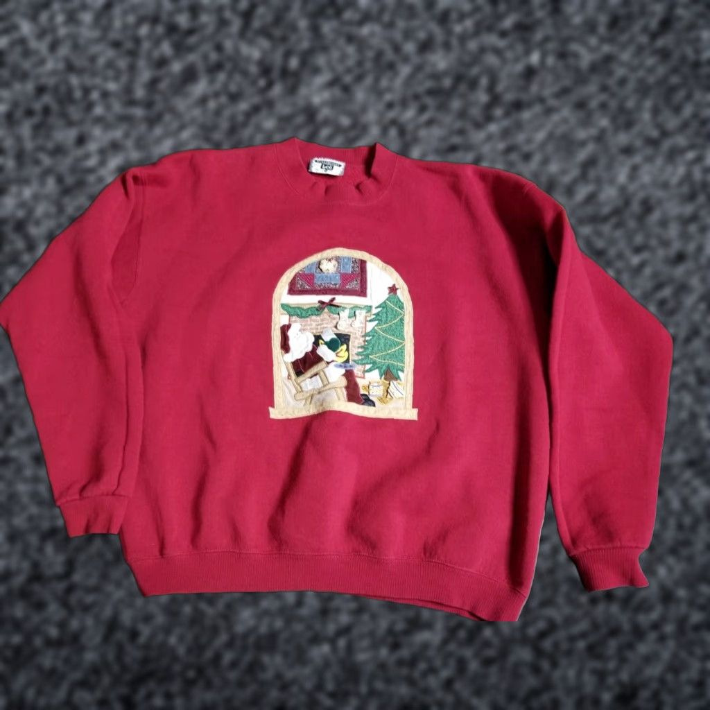 Lee VINTAGE Lee Christmas Tree Embellished Sweatshirt Red XL Mens Size XL / US 12-14 / IT 48-50 - 1 Thumbnail