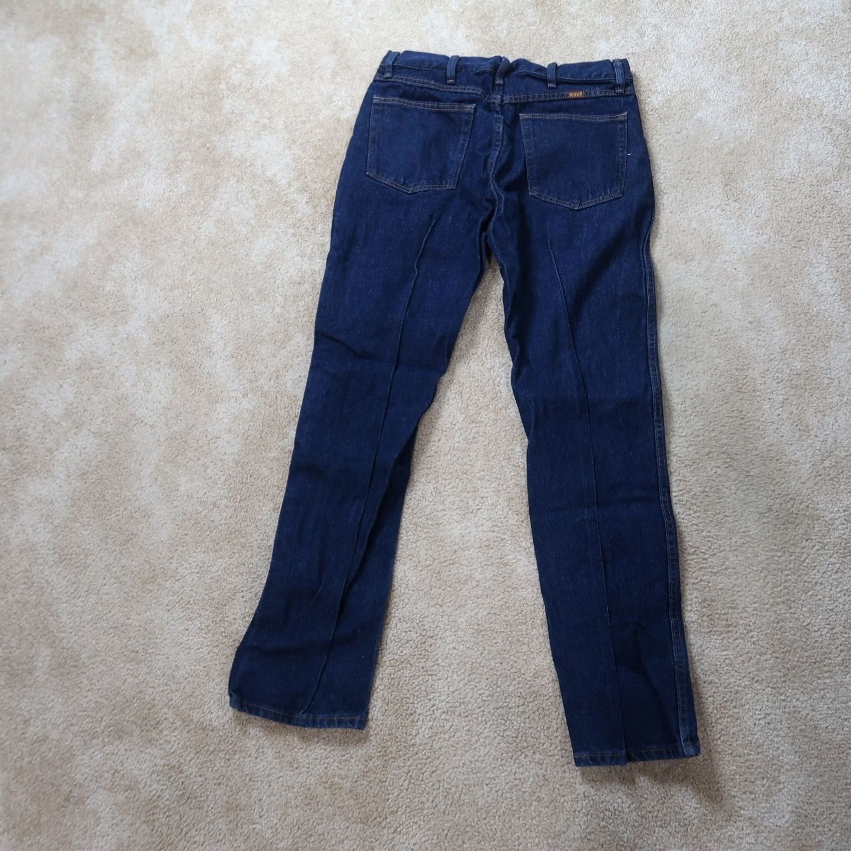 Denime Rustler Jeans Dark Wash Blue Denim - 34x32 Regular Men’s Straight Leg 5-Pocket Vintage 80s 90s Rustler Logo Button Zip Size US 34 / EU 50 - 7 Thumbnail