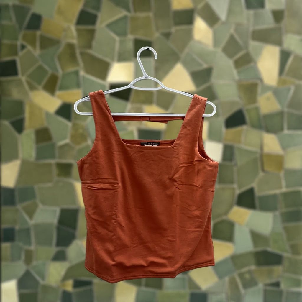 Vintage Isabella Bird Womens Tank Top Medium Orange Back Strap Square Neck Sleeveless Cotton Spandex Casual Shirt Womens Size M / US 6-8 / IT 42-44 - 1 Thumbnail