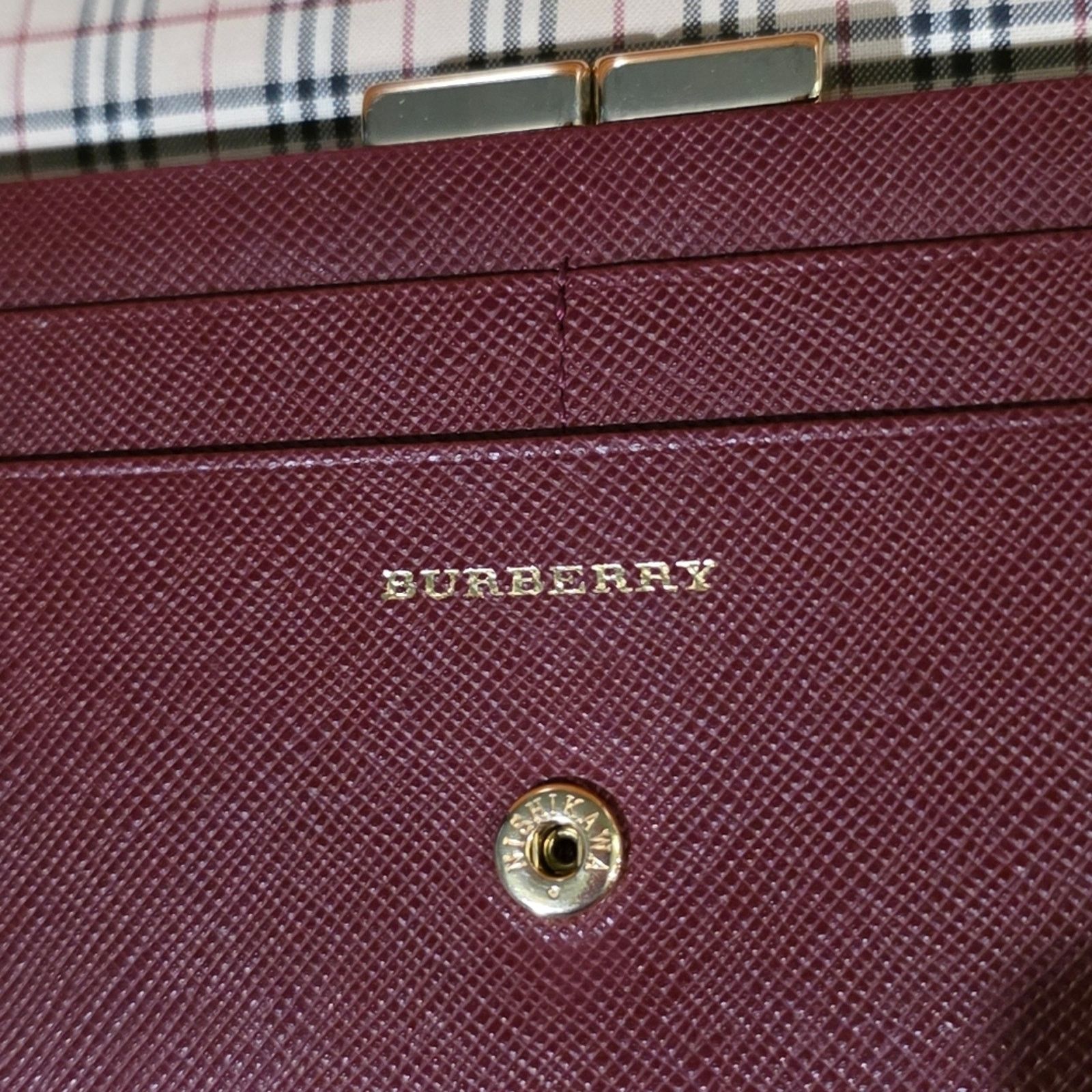 Burberry Burberry Bifold Kisslock Burgundy Wallet w/ Removable Chain Size ONE SIZE - 7 Thumbnail