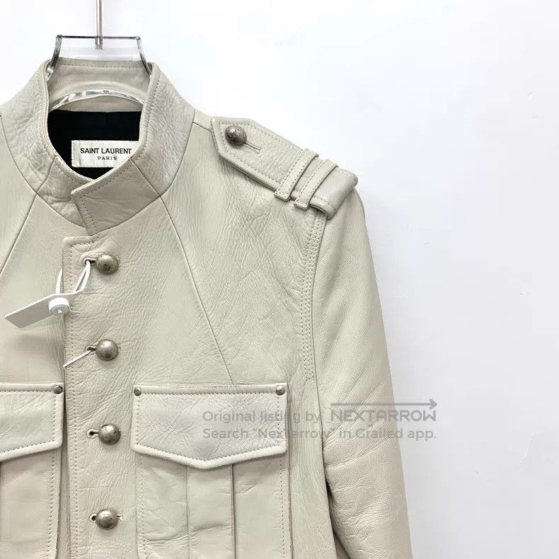 Saint Laurent Paris Saint Laurent Paris White Cow Leather Single Breasted Long Size S / US 4 / IT 40 - 3 Thumbnail