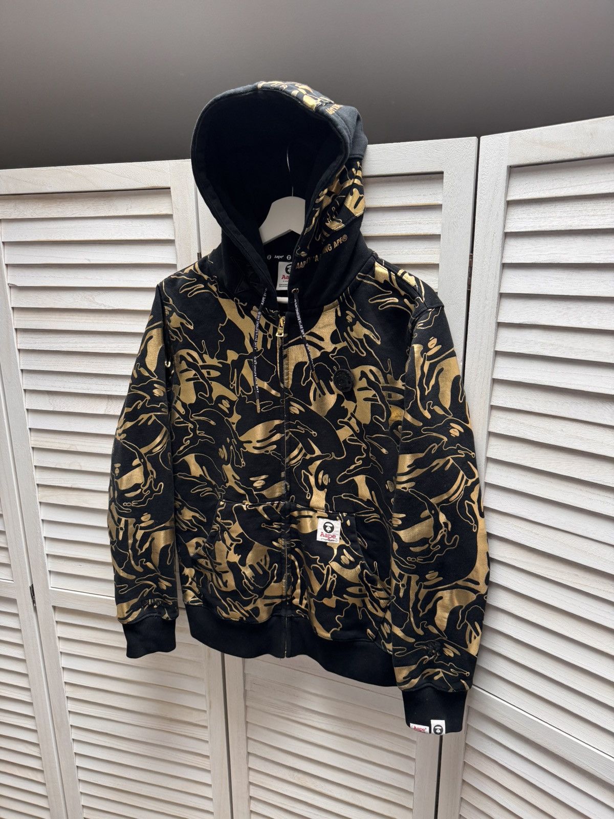Aape Men’s Casual AAPE Hoodie Black Gold Size US M / EU 48-50 / 2 - 1 Thumbnail
