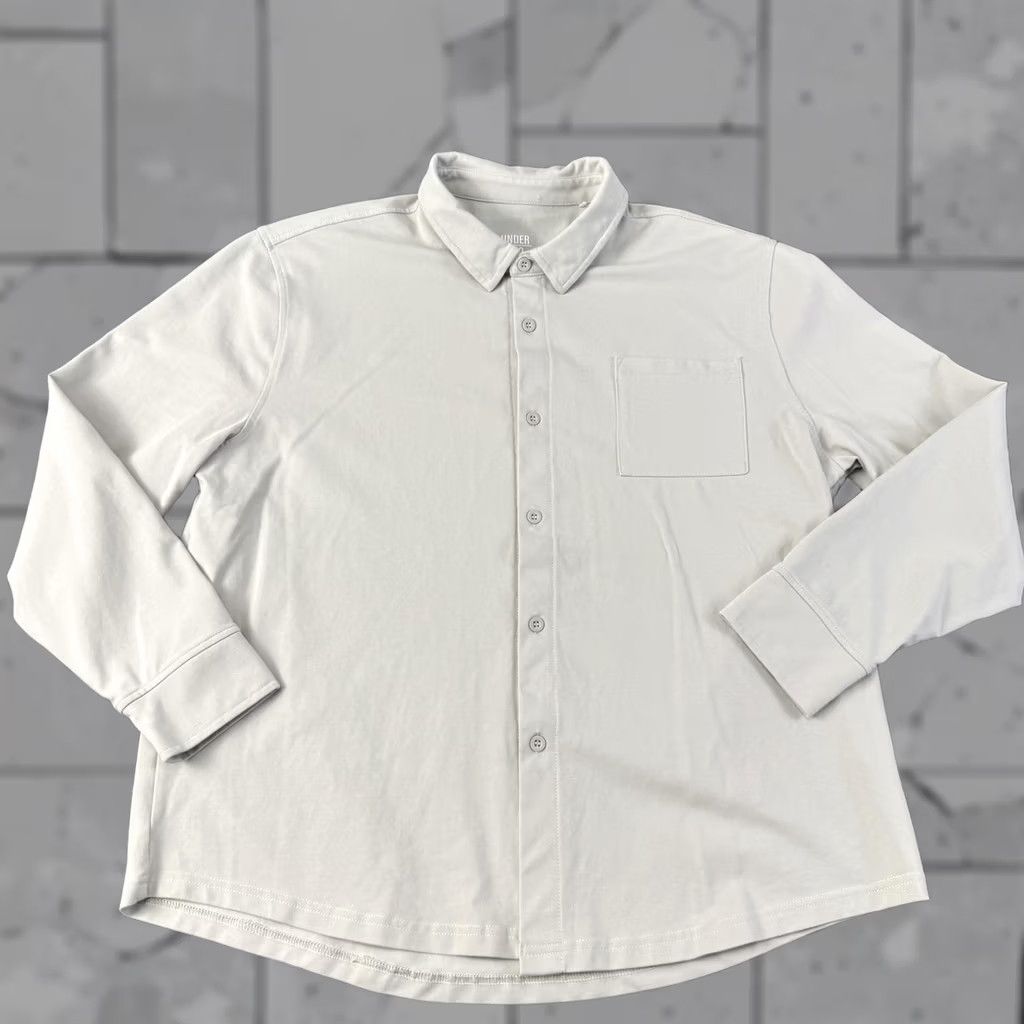 Vintage Under 5'10 Shirt Mens XL Beige Stretch Knit Long Sleeve Button Up Casual Top Size US XL / EU 56 / 4 - 1 Thumbnail