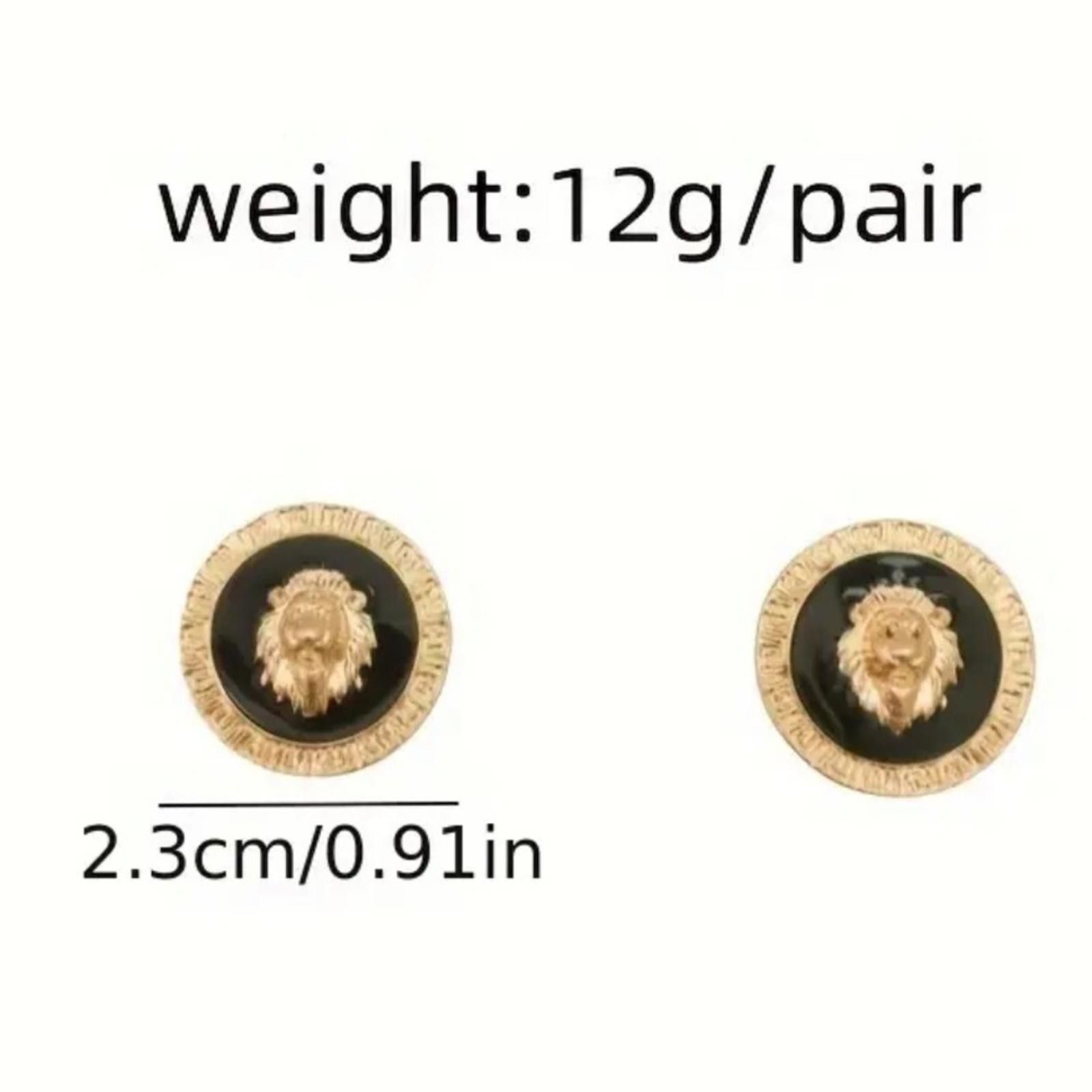 Designer White Inlay Gold Lion Head Stud Earrings NWT Size ONE SIZE - 3 Thumbnail