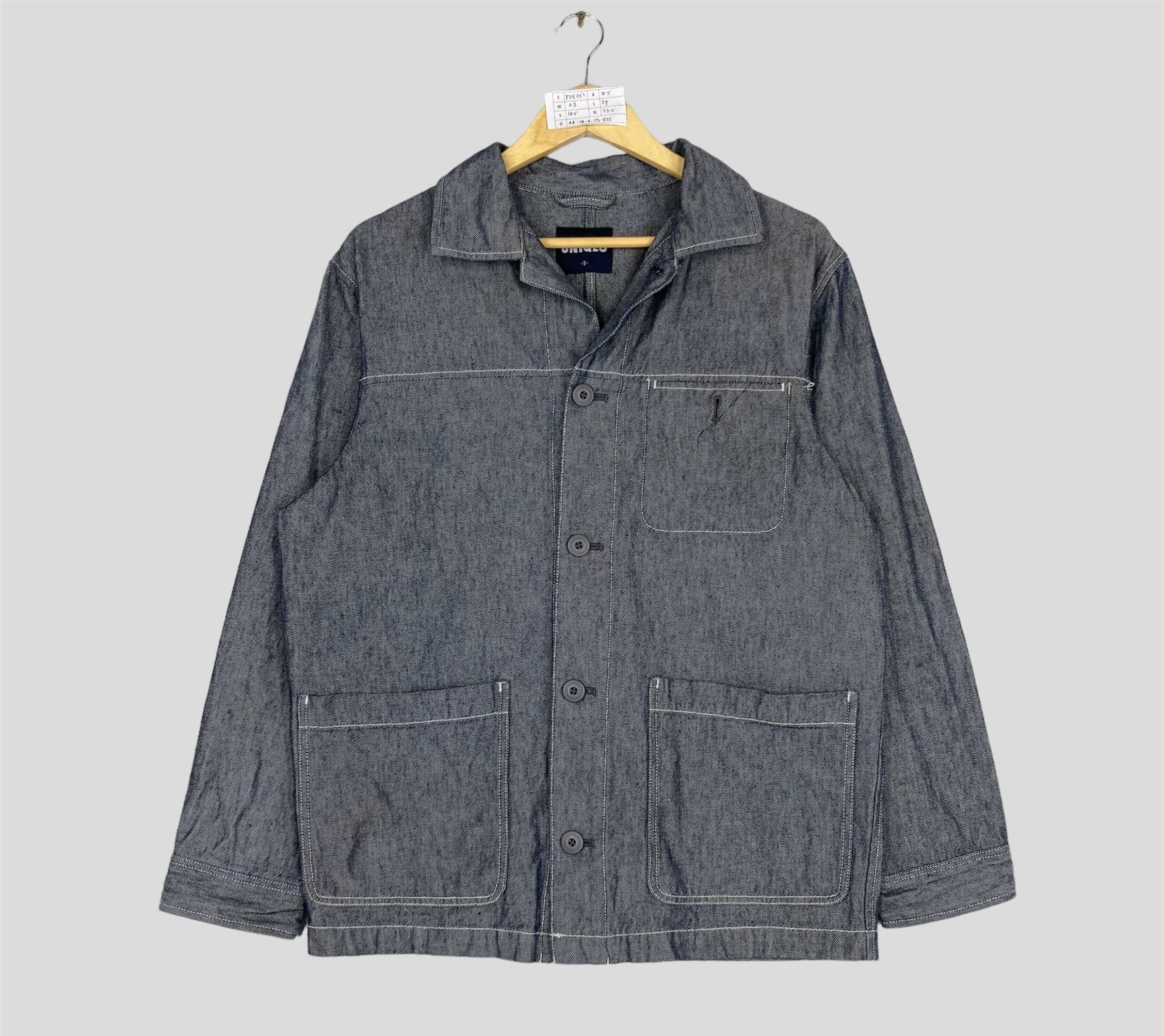 Uniqlo Vintage UNIQLO Indigo Denim Chore Jacket Button Up Size US S / EU 44-46 / 1 - 1 Thumbnail