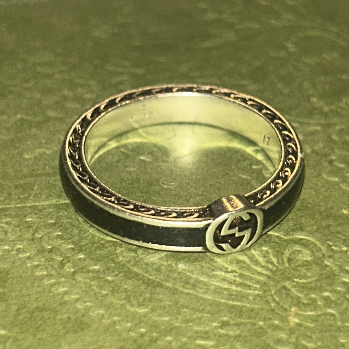 Gucci Gucci Interlocking G Enamel Thin Ring Black Ag925 701620 Size ONE SIZE - 12 Thumbnail