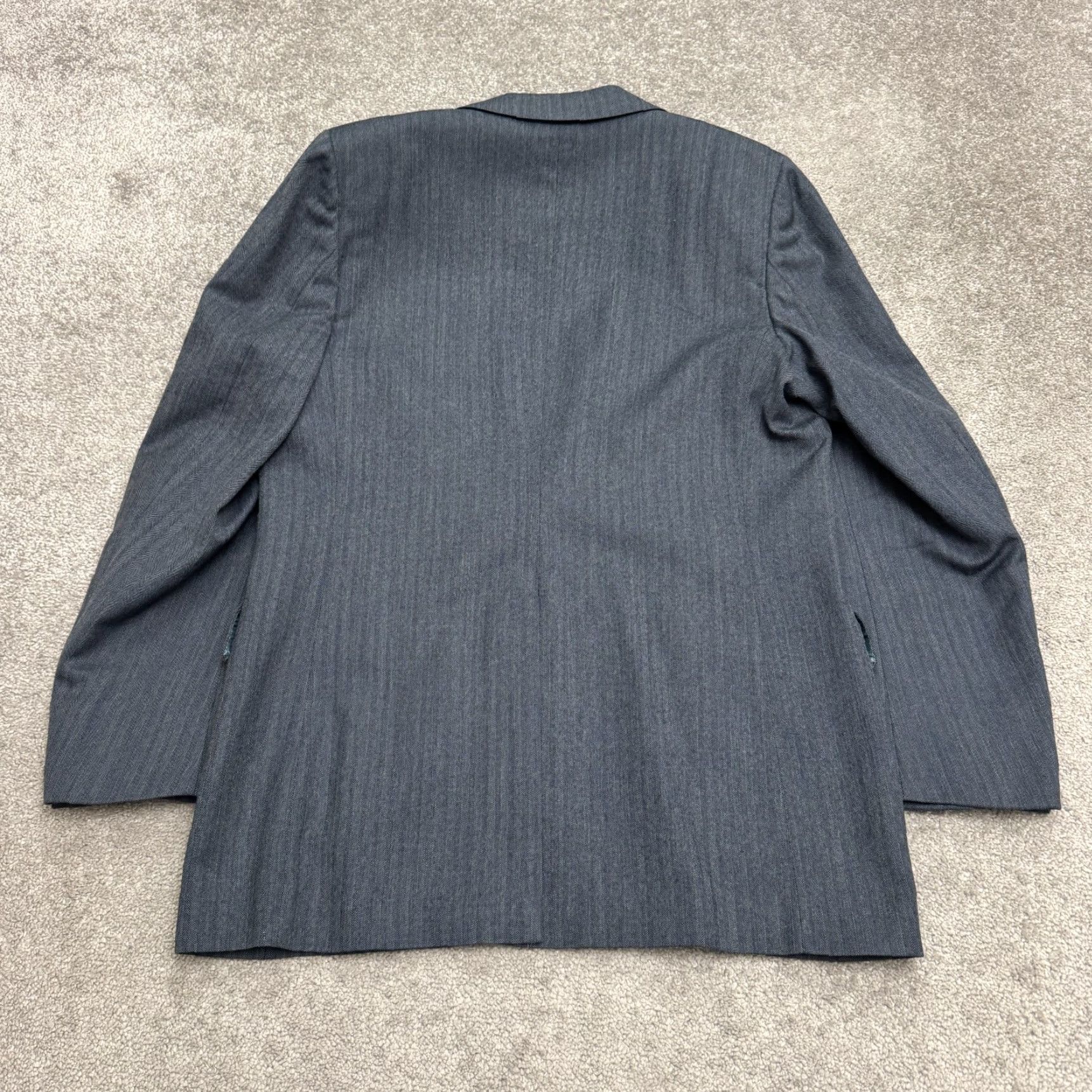 Lanvin VINTAGE Lanvin Barneys NY Wool Blazer Jacket Men Gray Herringbone Notch Single-Breasted 2-Button Dry Clean Only Regular-Fit Chest 40 Size 40R - 2 Thumbnail