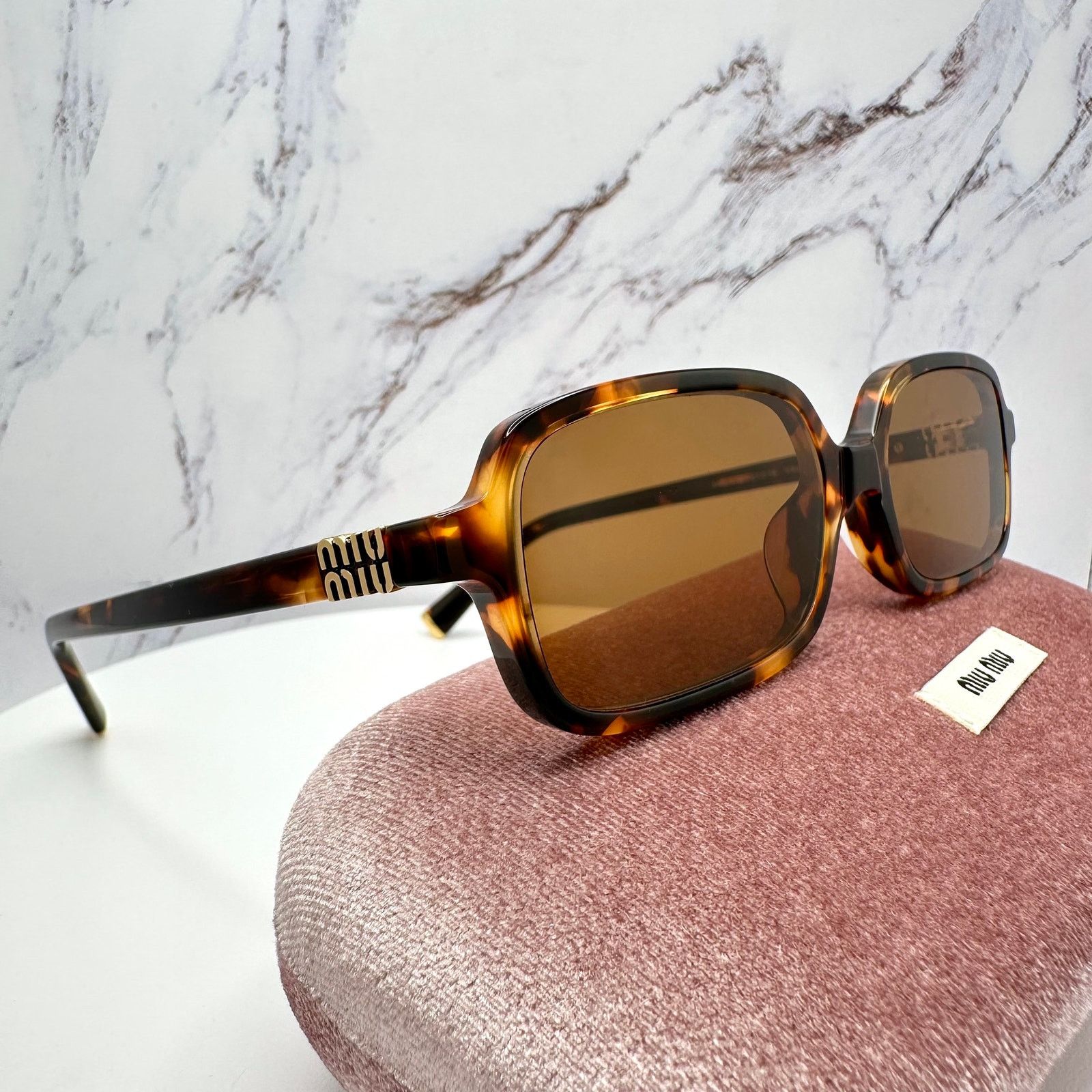Miu Miu New MIU MIU Sunglasses Brown Tortoise Slim Acetate Authentic Size ONE SIZE - 23 Thumbnail