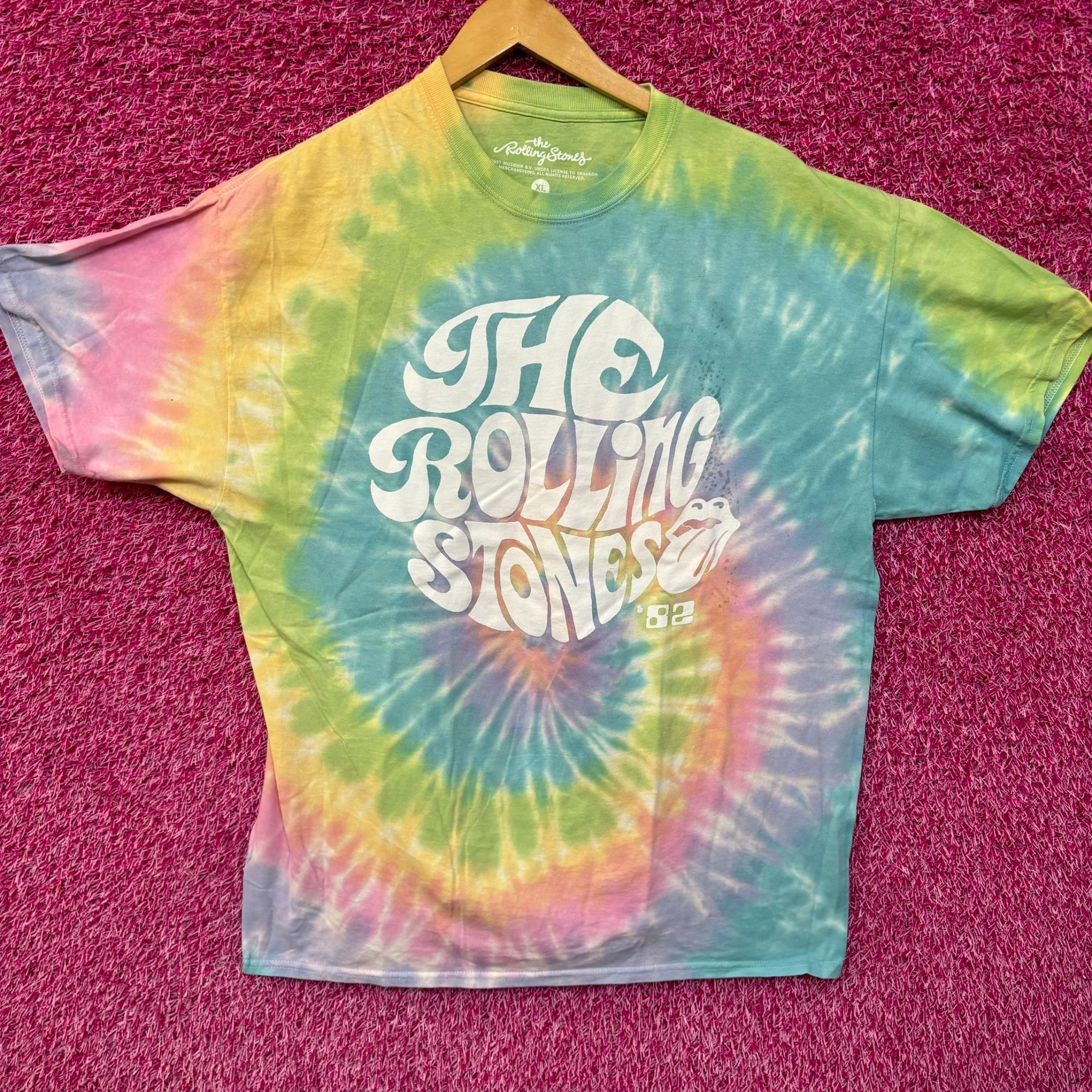 The Rolling Stones Acid Tie Dye T-Shirt Liquid hot Blue XL USA Concert Tour 1994