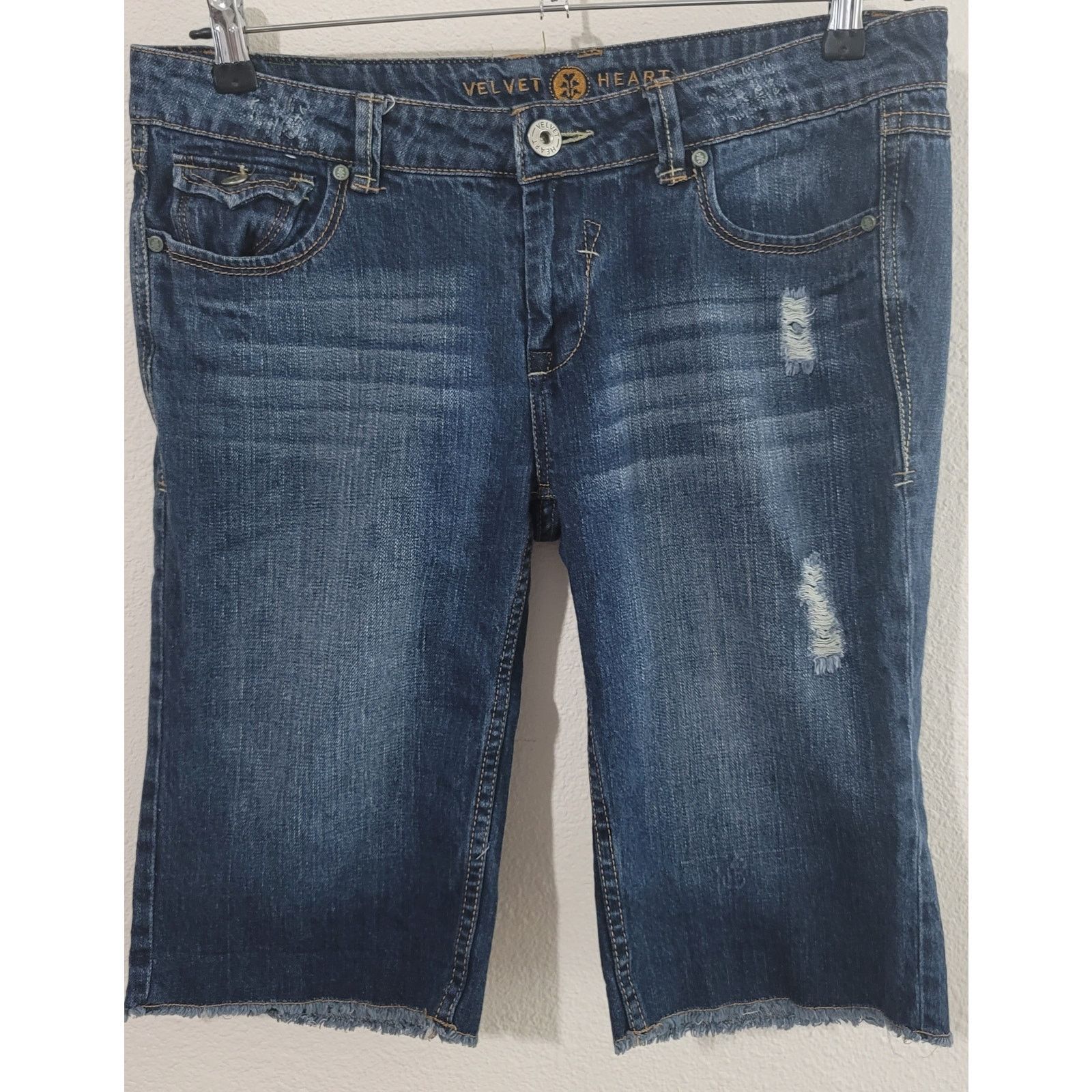 Other Velvet Heart Distressed Stone Washed Frayed Hem Shorts 30 Size 35" - 1 Thumbnail