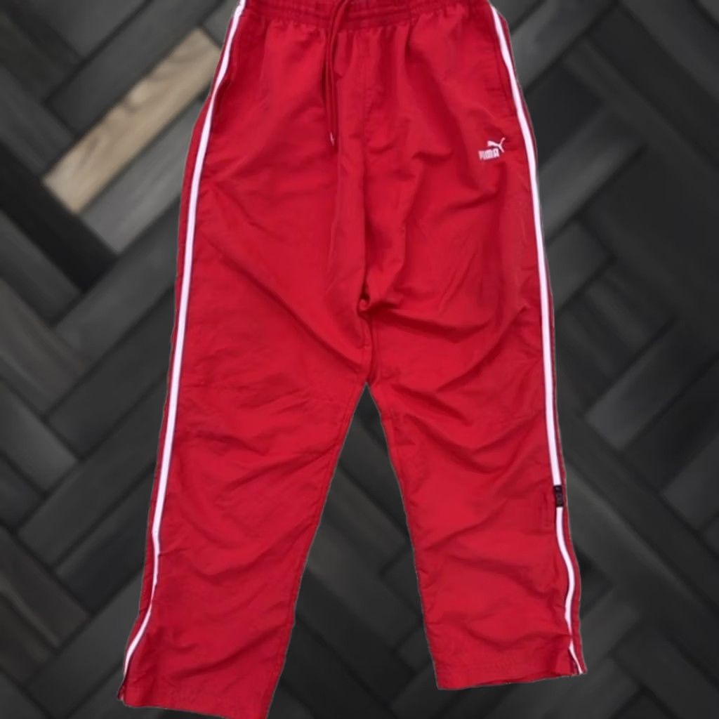 Puma Puma Men's Track Pants Red L Drawstring Regular Thailand Size US 33 - 1 Thumbnail