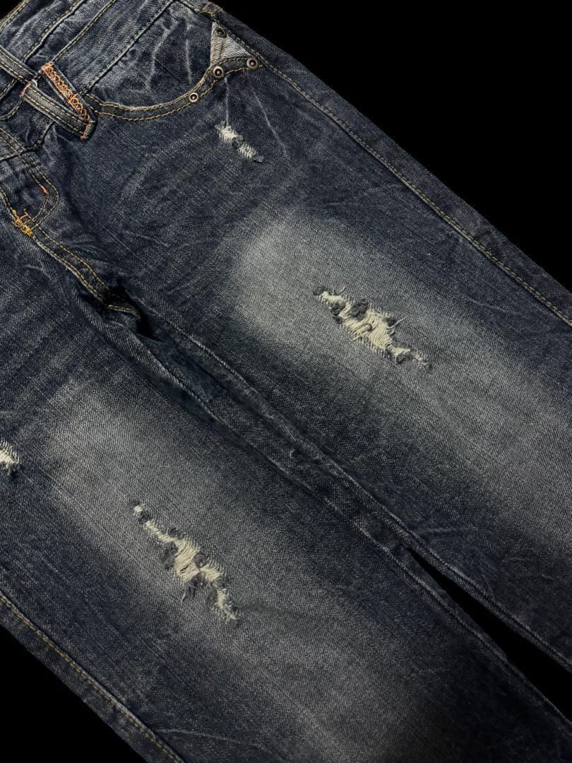 Seditionaries Insane Close Up 🇯🇵 Double Waist Distressed Mudwash Dark Jeans Size US 30 / EU 46 - 8 Thumbnail
