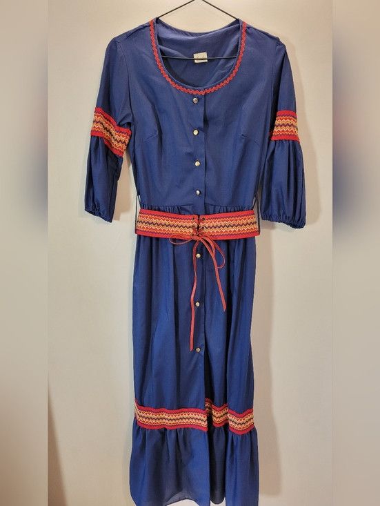 Vintage Perri-Ann Lingerie 60s Vintage Blue 2 Piece Maxi Dress - S Size S / US 4 / IT 40 - 2 Thumbnail
