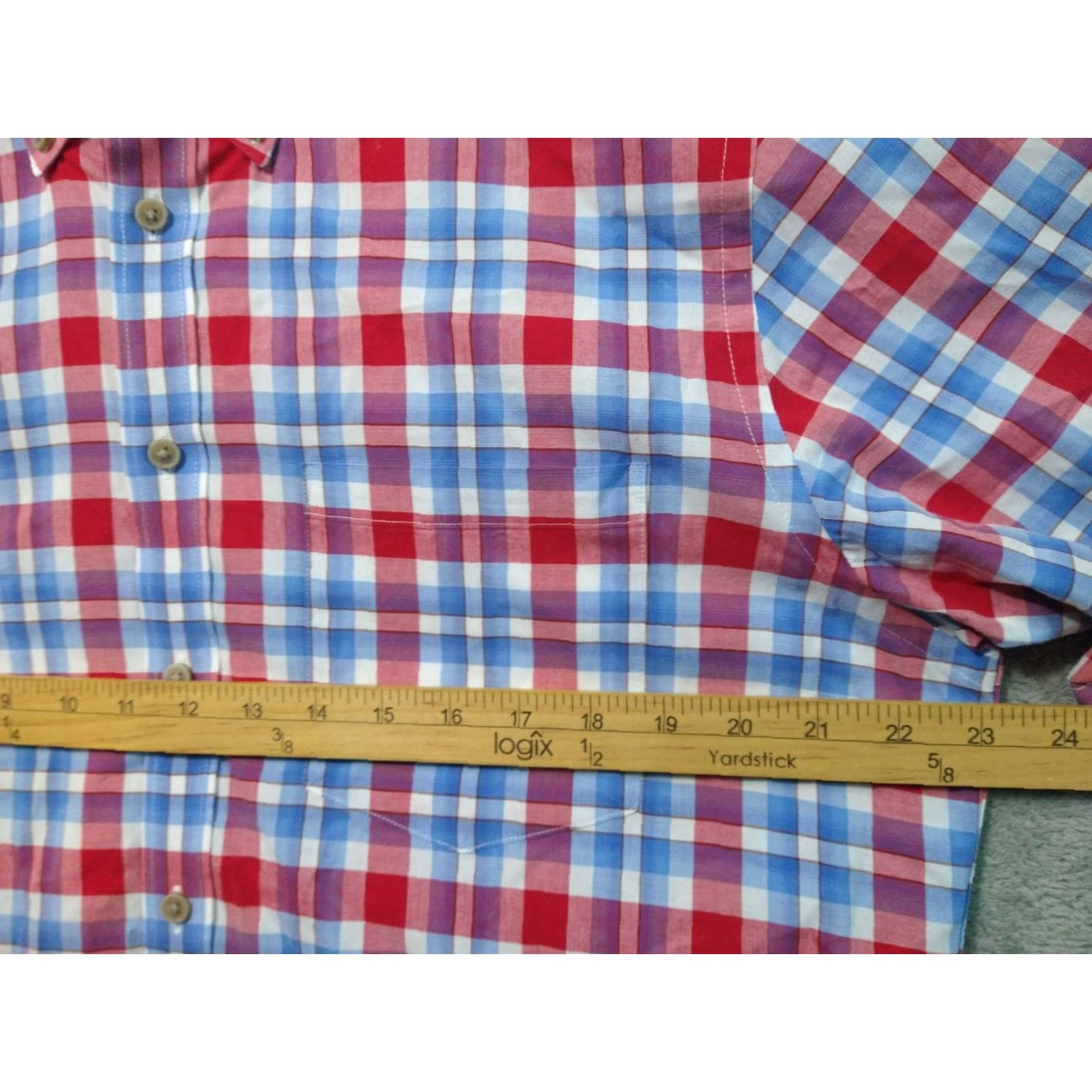 Charles Tyrwhitt CHARLES TYRWHITT Slim Fit Button-Up Shirt Mens Large Blue Red Plaid Short Sleeve Cotton Classic Preppy Size US L / EU 52-54 / 3 - 4 Thumbnail