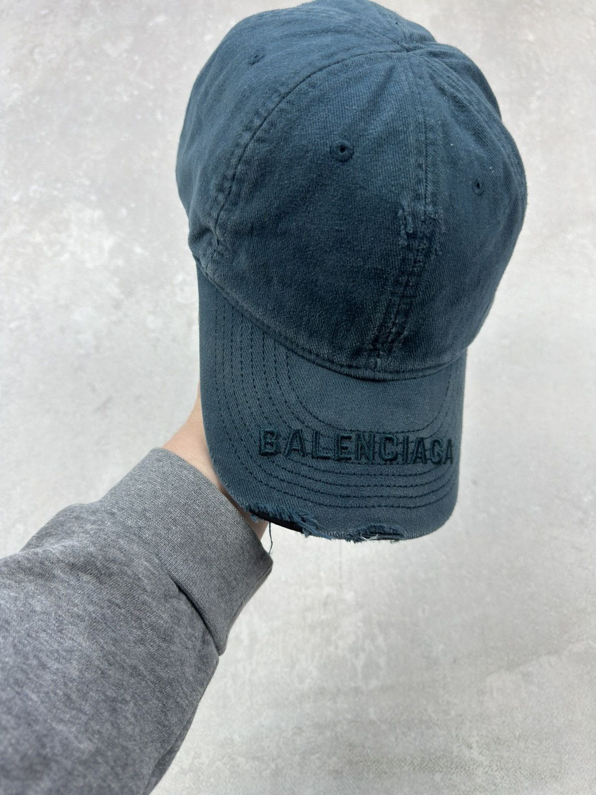 Balenciaga Balenciaga Logo Visor Distressed Blue Cap Y2k Size ONE SIZE - 8 Thumbnail