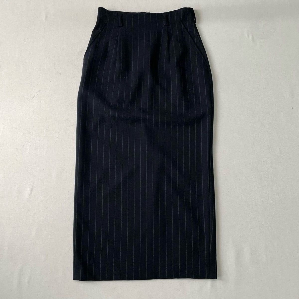 Japanese Brand × Yohji Yamamoto 1980s Workshop By Yohji Yamomato Wool Stripes Skirt Size 28" / US 6 / IT 42 - 1 Thumbnail