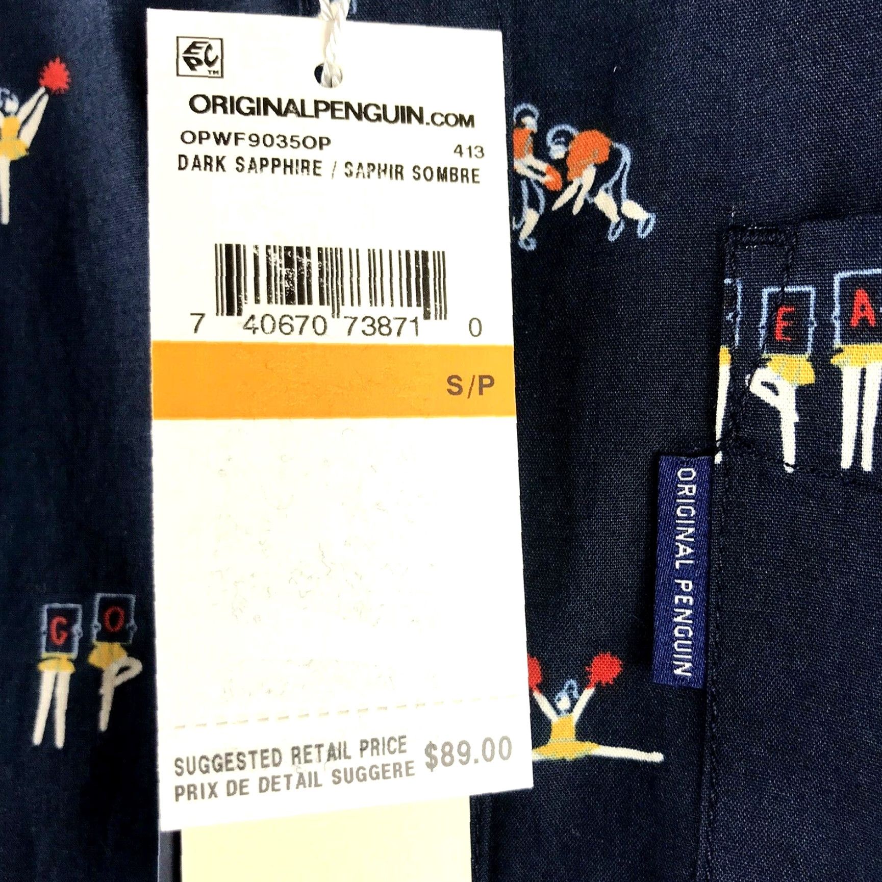 Original Penguin Original Penguin Shirt Mens S Short? Long Sleeve Football Theme Blue Size US S / EU 44-46 / 1 - 4 Thumbnail