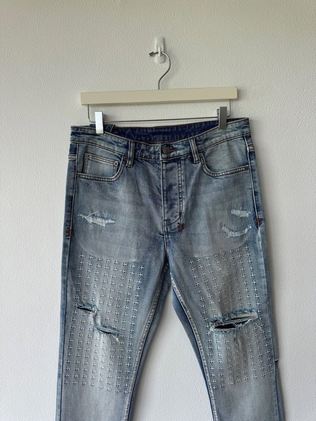 Ksubi new Ksubi mens denim jean chitch slim 32 blue enjoy trashed Size US 32 / EU 48 - 2 Thumbnail