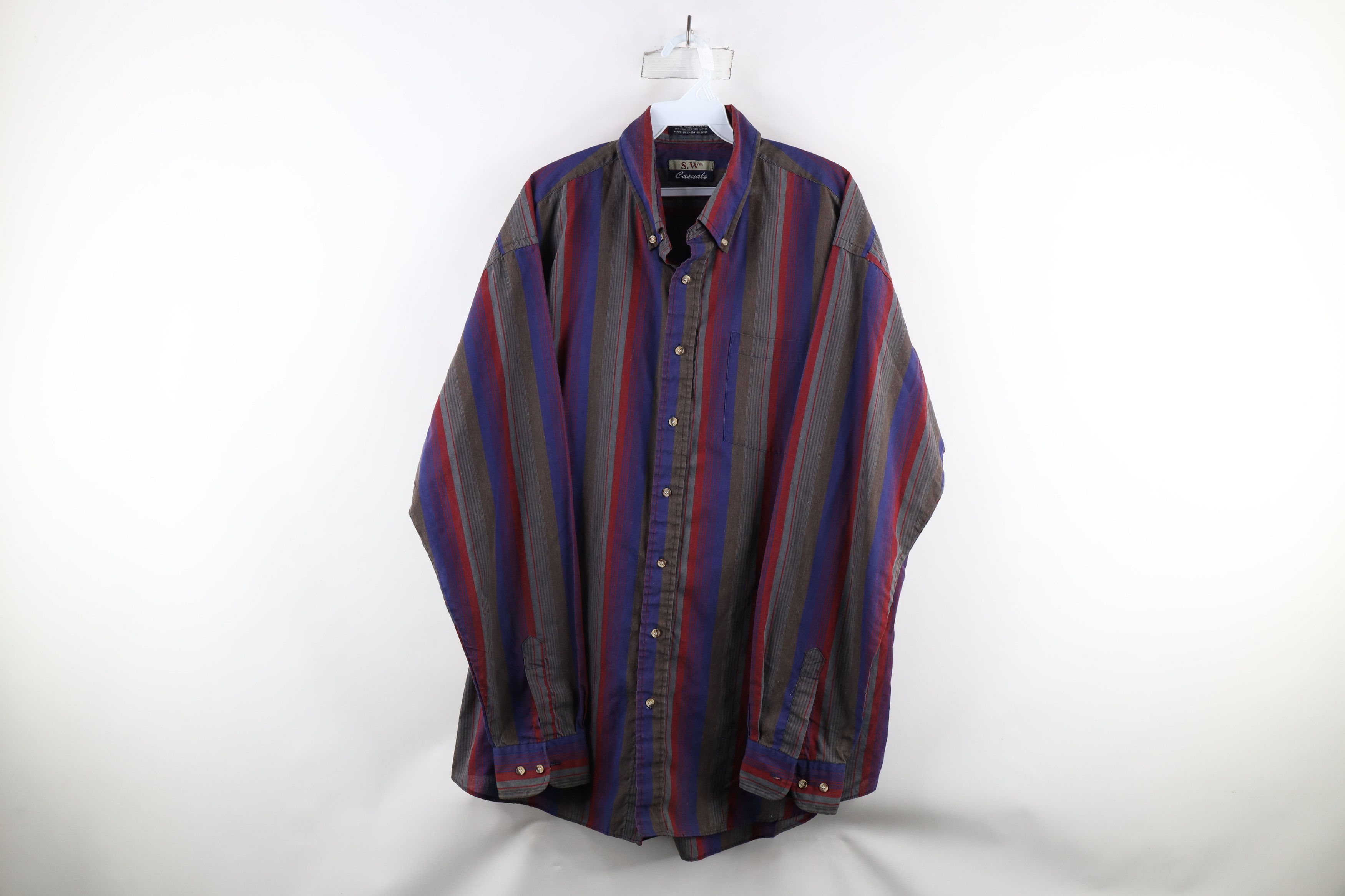 Vintage Vintage 90s Streetwear Block Collared Button Down Shirt Size US XL / EU 56 / 4 - 1 Thumbnail