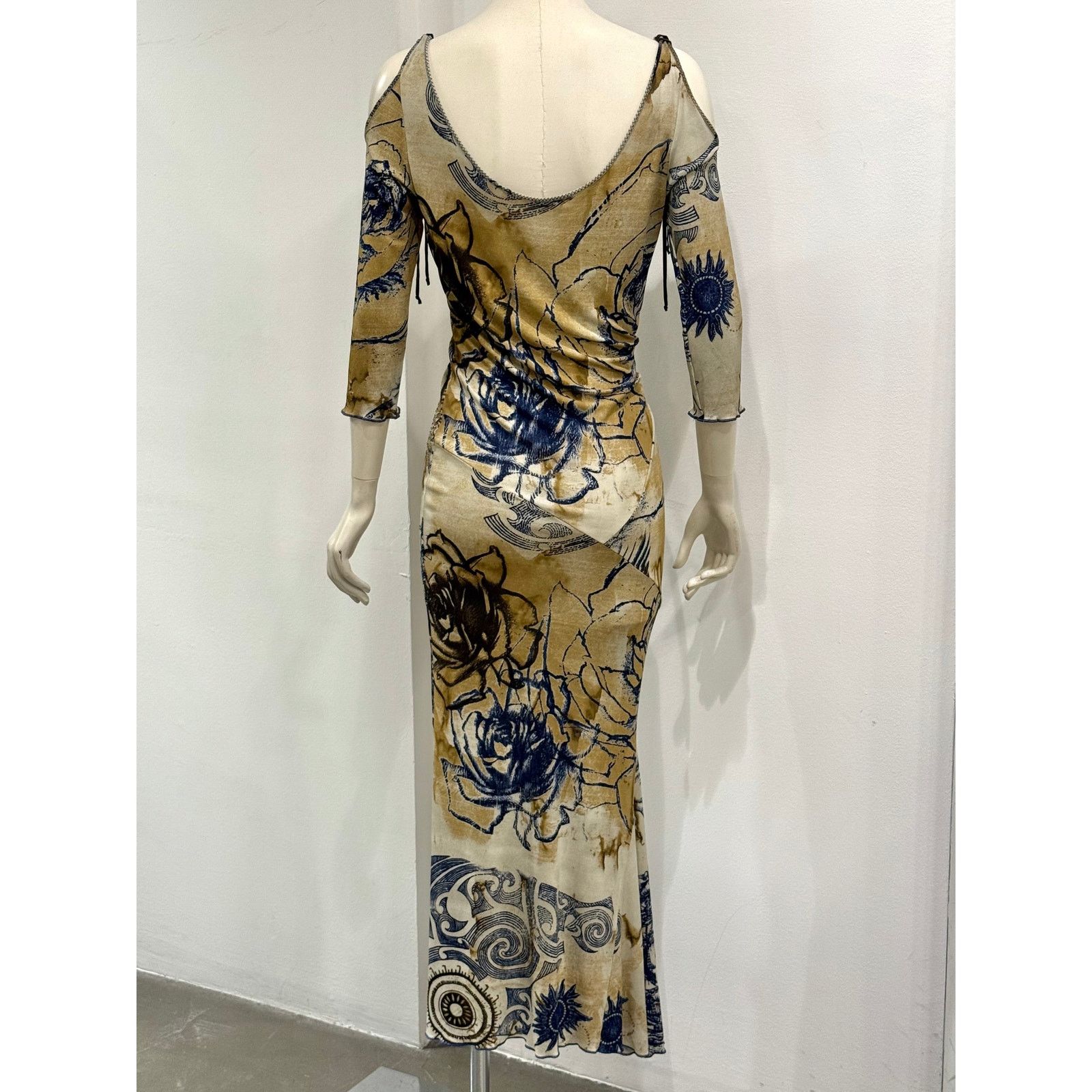 Roberto Cavalli 2000s Roberto Cavalli geometric open shoulder long dress Size L / US 10 / IT 46 - 2 Thumbnail