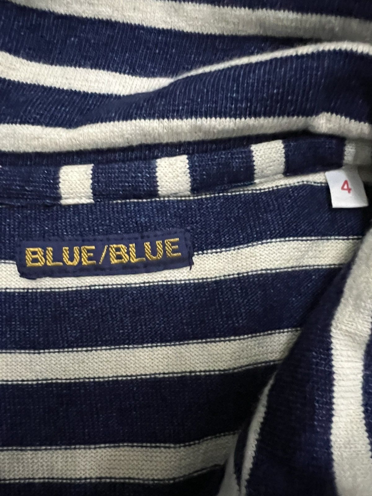 45rpm Indigo Dyed Border Striped Half Zipper Pullover Sweater Size US L / EU 52-54 / 3 - 8 Thumbnail