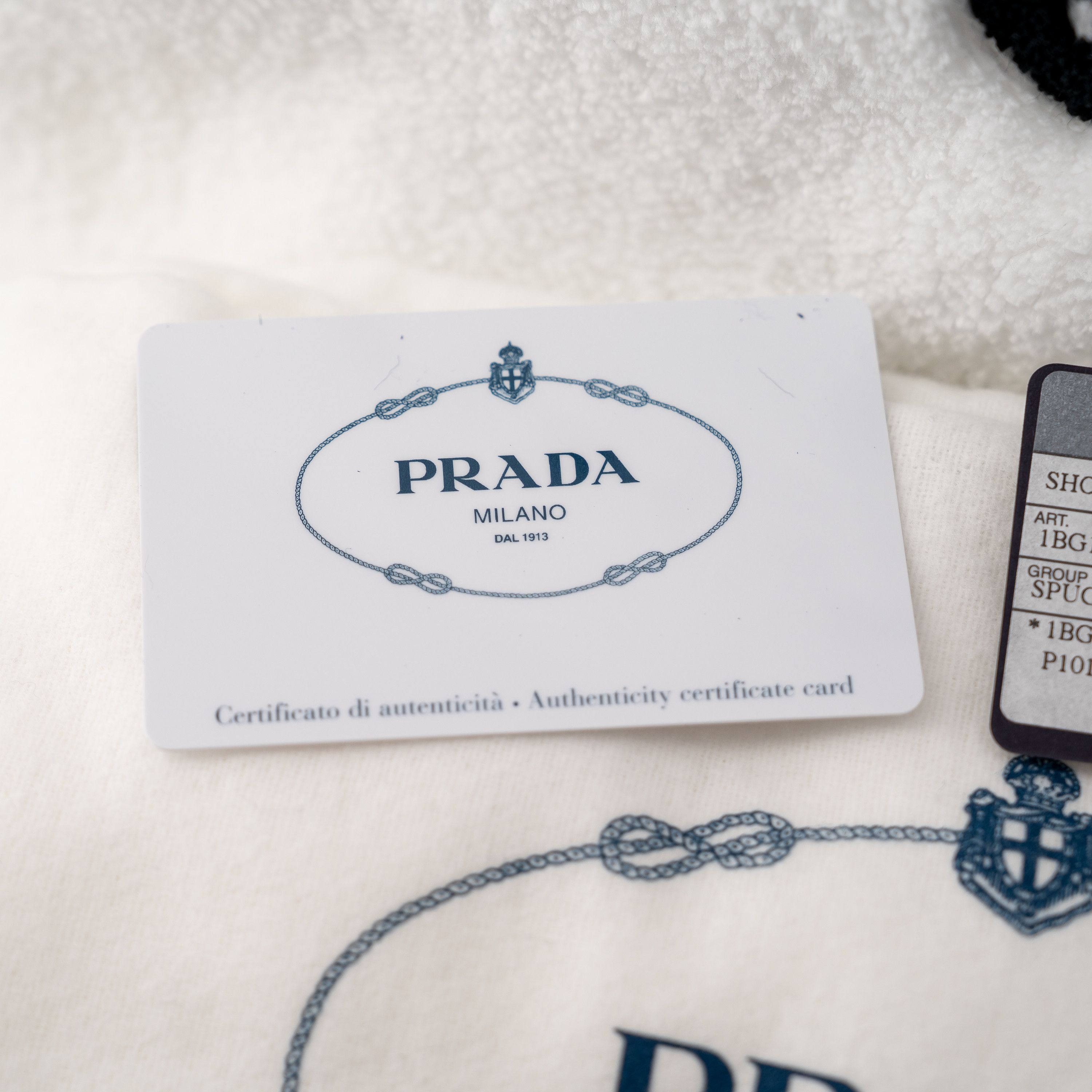 Prada Prada Logo Tote Terry Cloth Shopping Bag White Black spugna Size ONE SIZE - 9 Thumbnail
