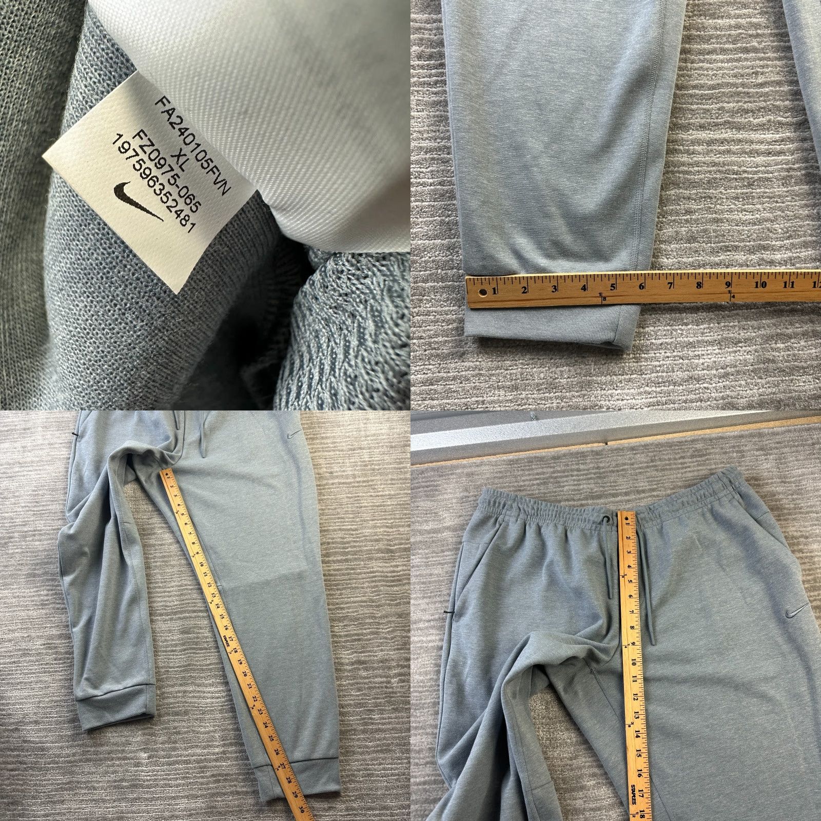 Nike VINTAGE: No — (but item not vintage) Nike Pants Mens XL Gray Jogger Dri Fit UV Performance Gym Training Size US 36 / EU 52 - 8 Thumbnail