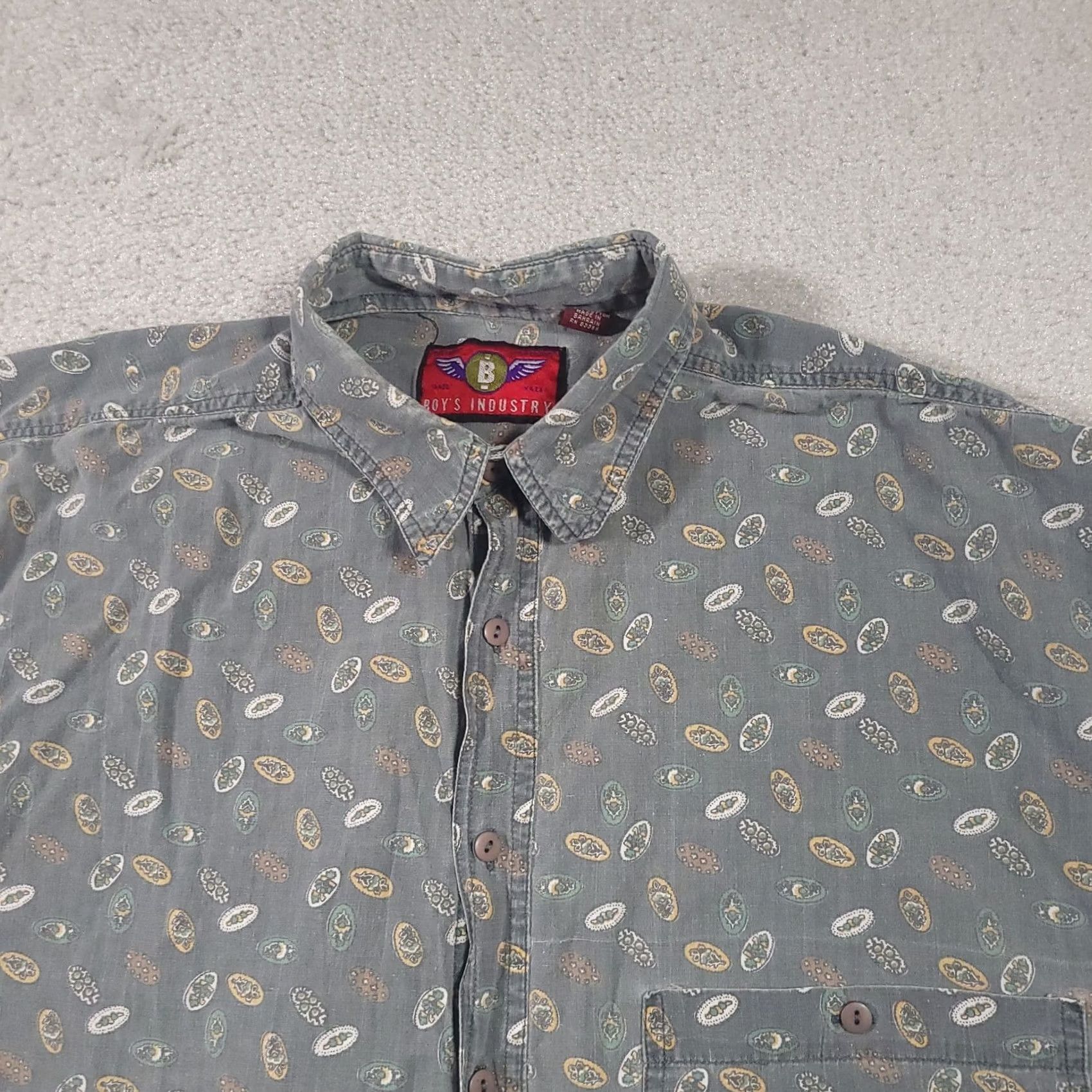 Vintage VINTAGE Boys Industry Western Button Shirt Short Sleeve Mens Large Grunge Skater Shirt Size US L / EU 52-54 / 3 - 4 Thumbnail