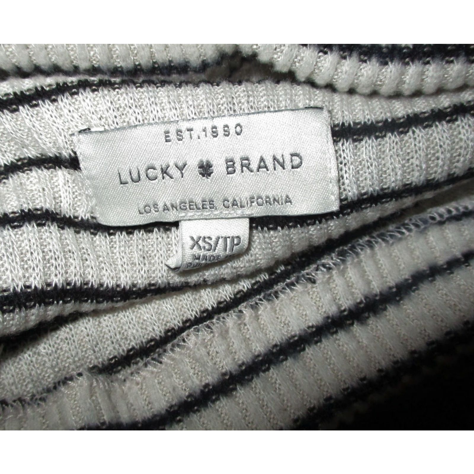 Lucky Brand LUCKY BRAND Top Shirt Long Sleeve Beige/Black XS Women's Mock Neck Pullover Size XS / US 0-2 / IT 36-38 - 6 Thumbnail