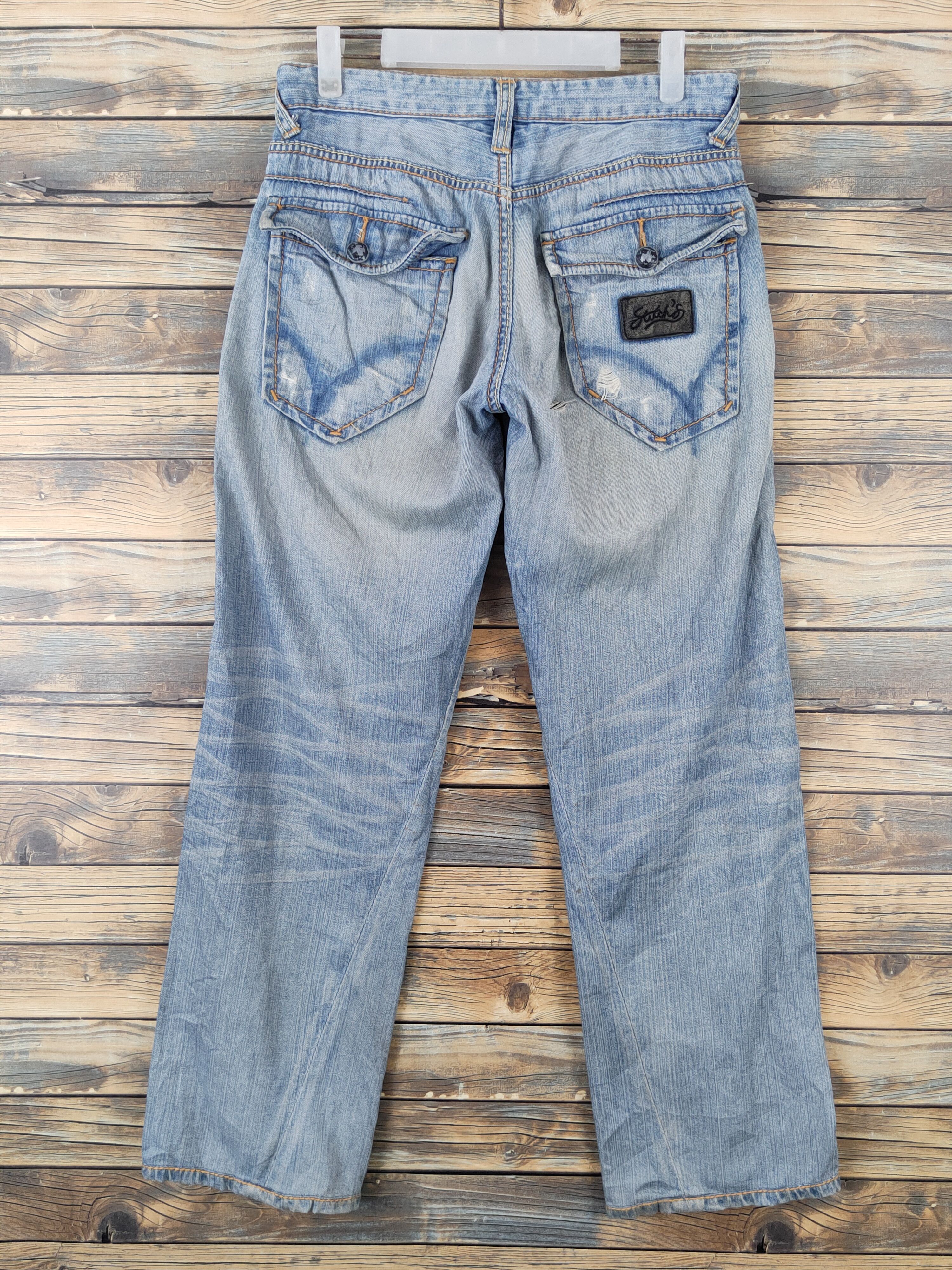 Stitch's Jeans Stitch's Blue selvedge Distressed Ripped Jeans #W1905 Size US 29 - 7 Thumbnail