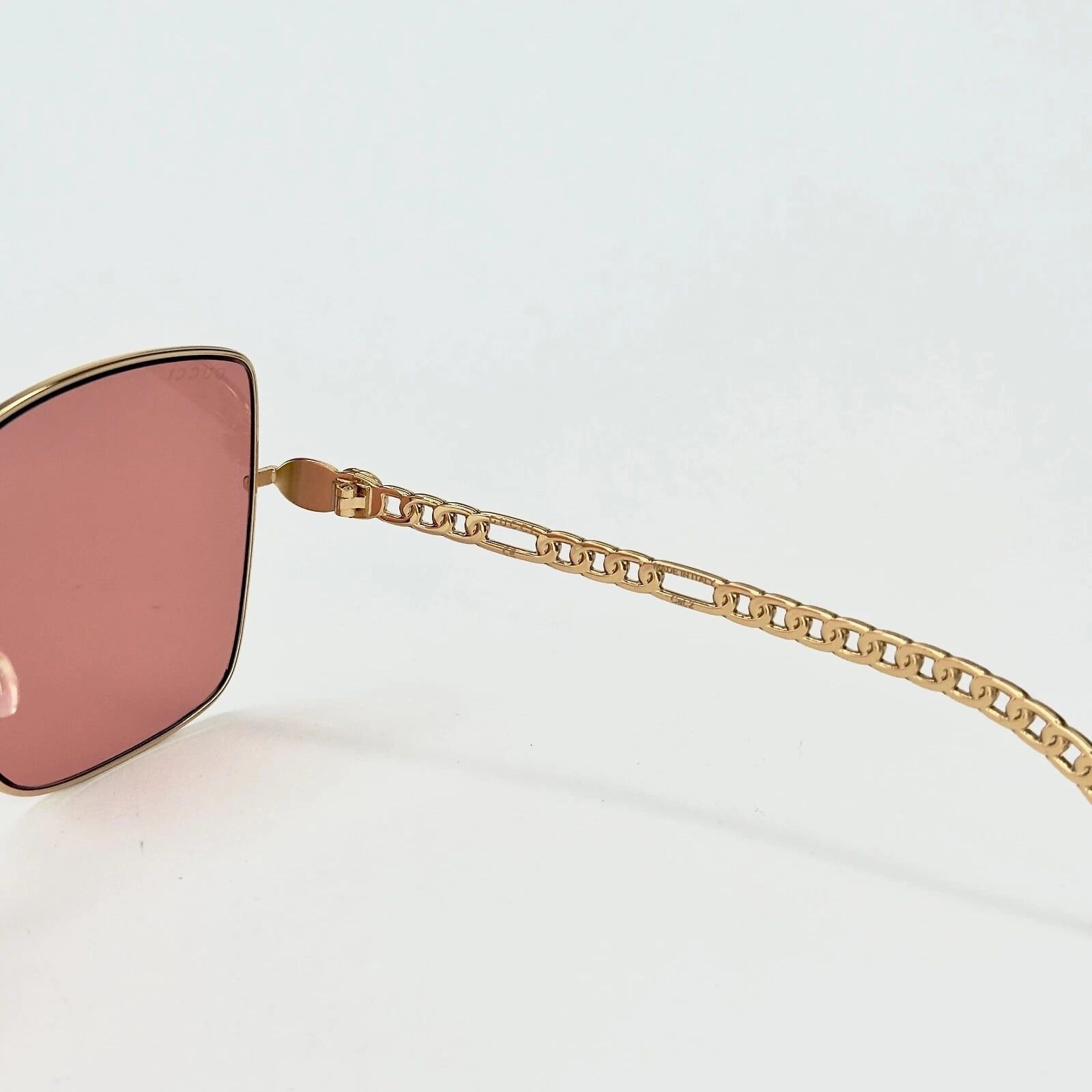 Gucci GUCCI GG0724S CHAIN 0724 Gold Orange Sunglasses 005 Size ONE SIZE - 4 Thumbnail