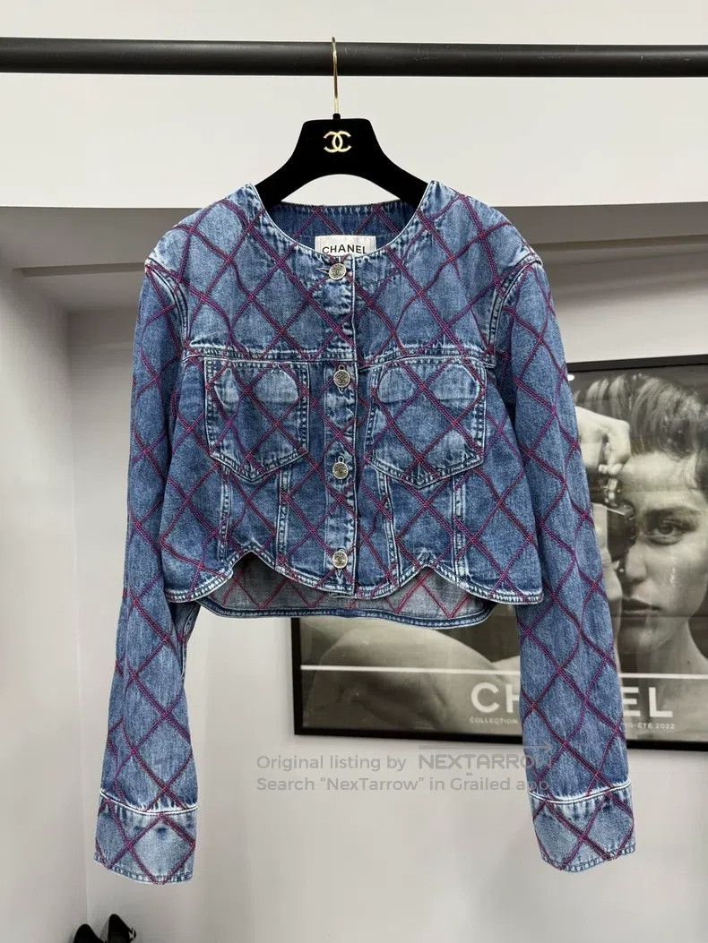 Chanel Chanel Blue diamond checkered denim jacket Size XS / US 0-2 / IT 36-38 - 1 Thumbnail