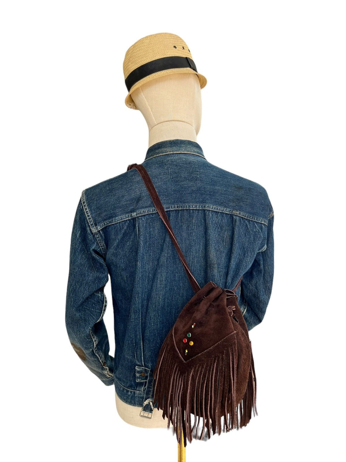 Leather Vintage Unknown Japan Brown Suede Leather Mini Fringe Bag Size ONE SIZE - 5 Thumbnail