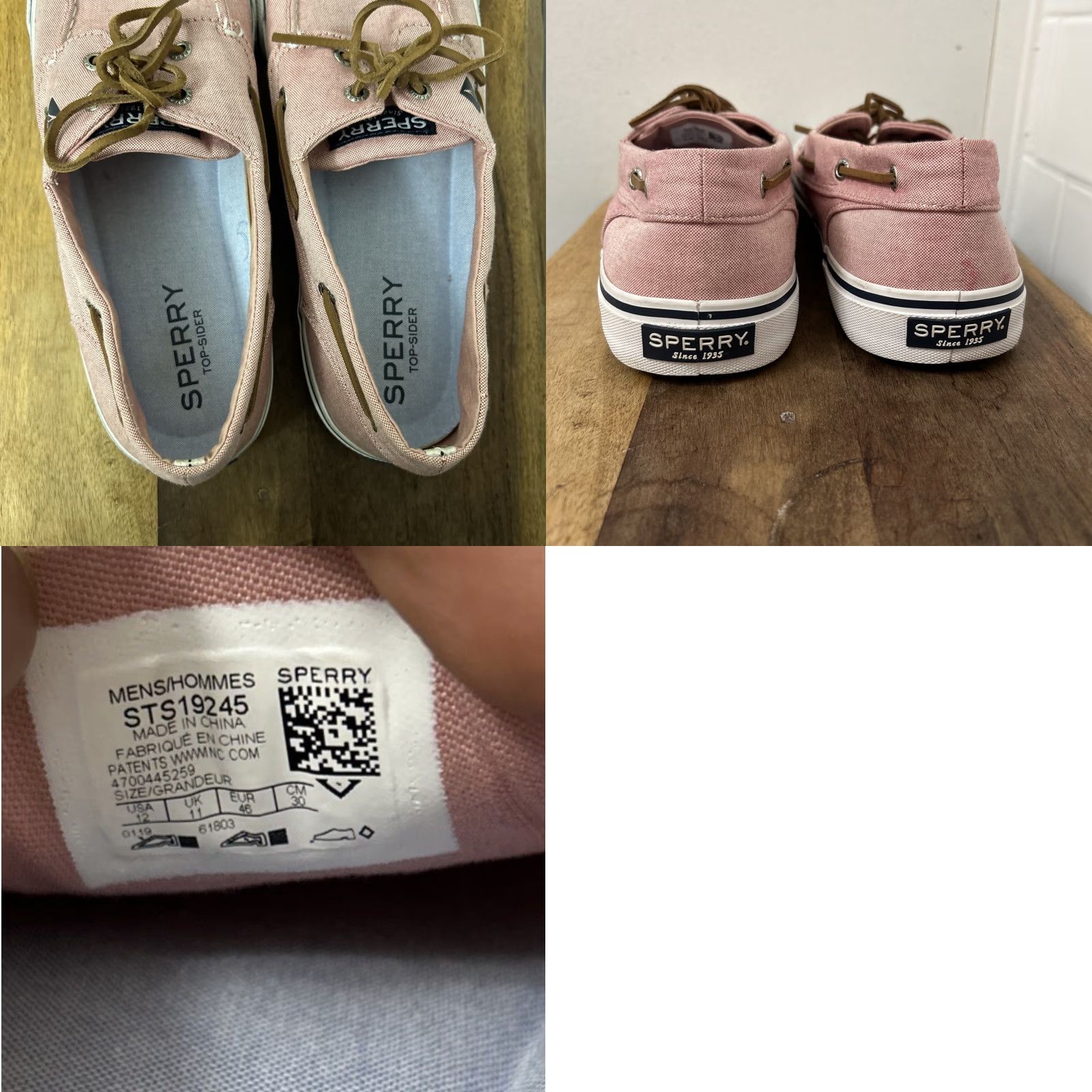 Sperry Sperry Top Sider Mens Boat Shoes Pink Canvas 2 Eye Lace Up Size 12 Mens Shoes Size US L / EU 52-54 / 3 - 9 Thumbnail