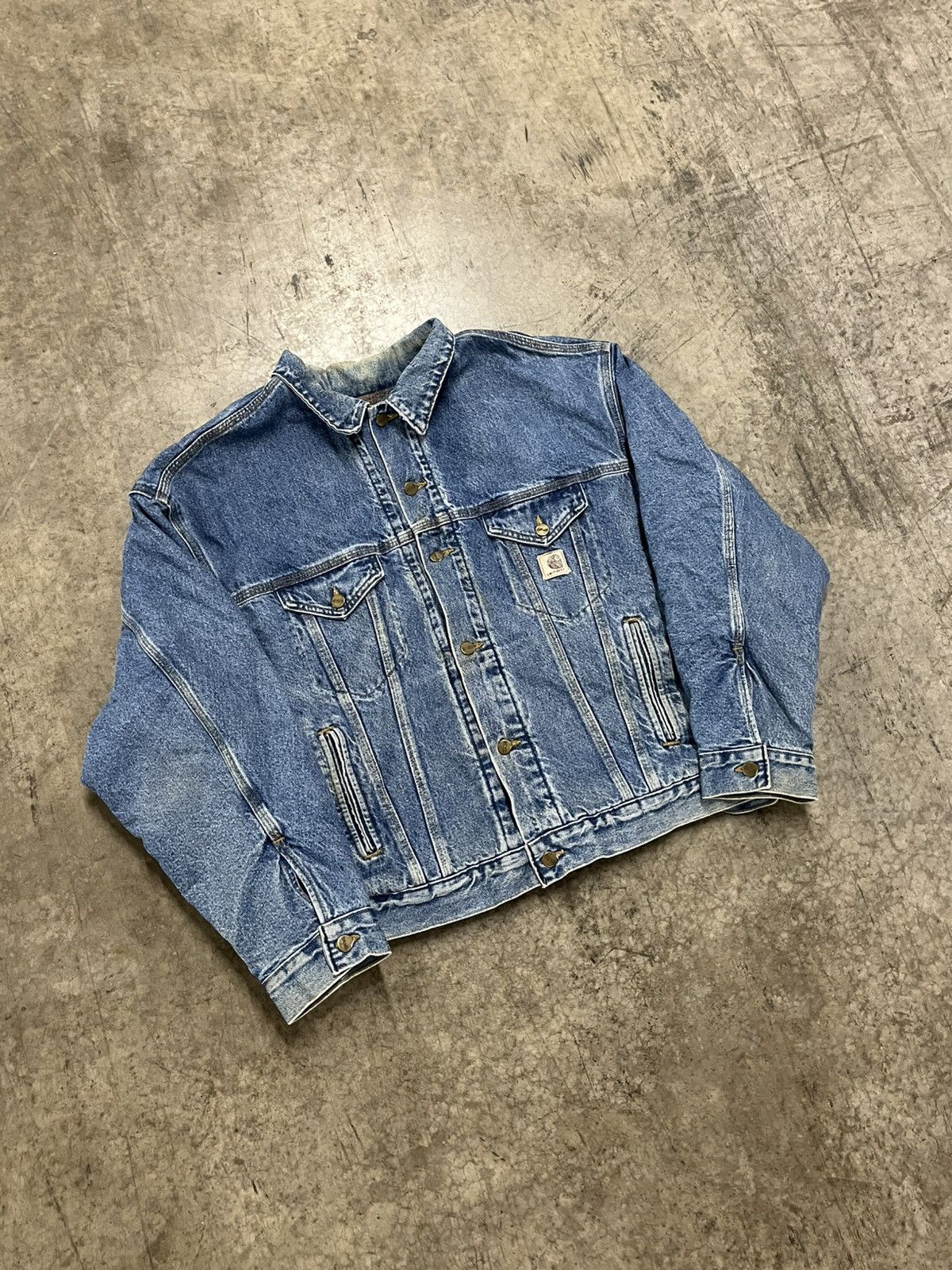 Carhartt × Vintage Carhartt denim trucker jacket blanket lined rare hype Size US XL / EU 56 / 4 - 4 Thumbnail