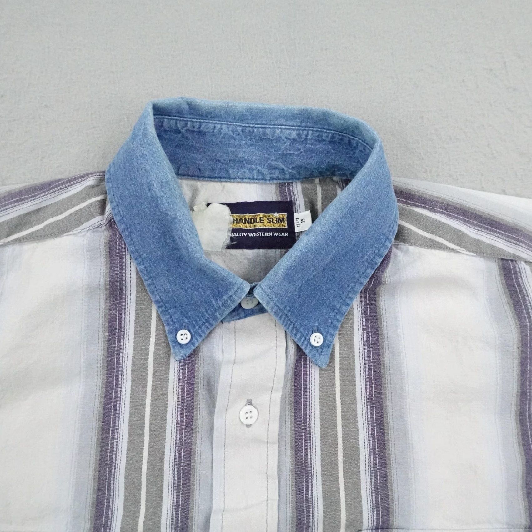 Vintage VINTAGE Panhandle Slim Shirt Mens XL Gray Stripes Denim Collar Button Up Western Size US XL / EU 56 / 4 - 2 Thumbnail