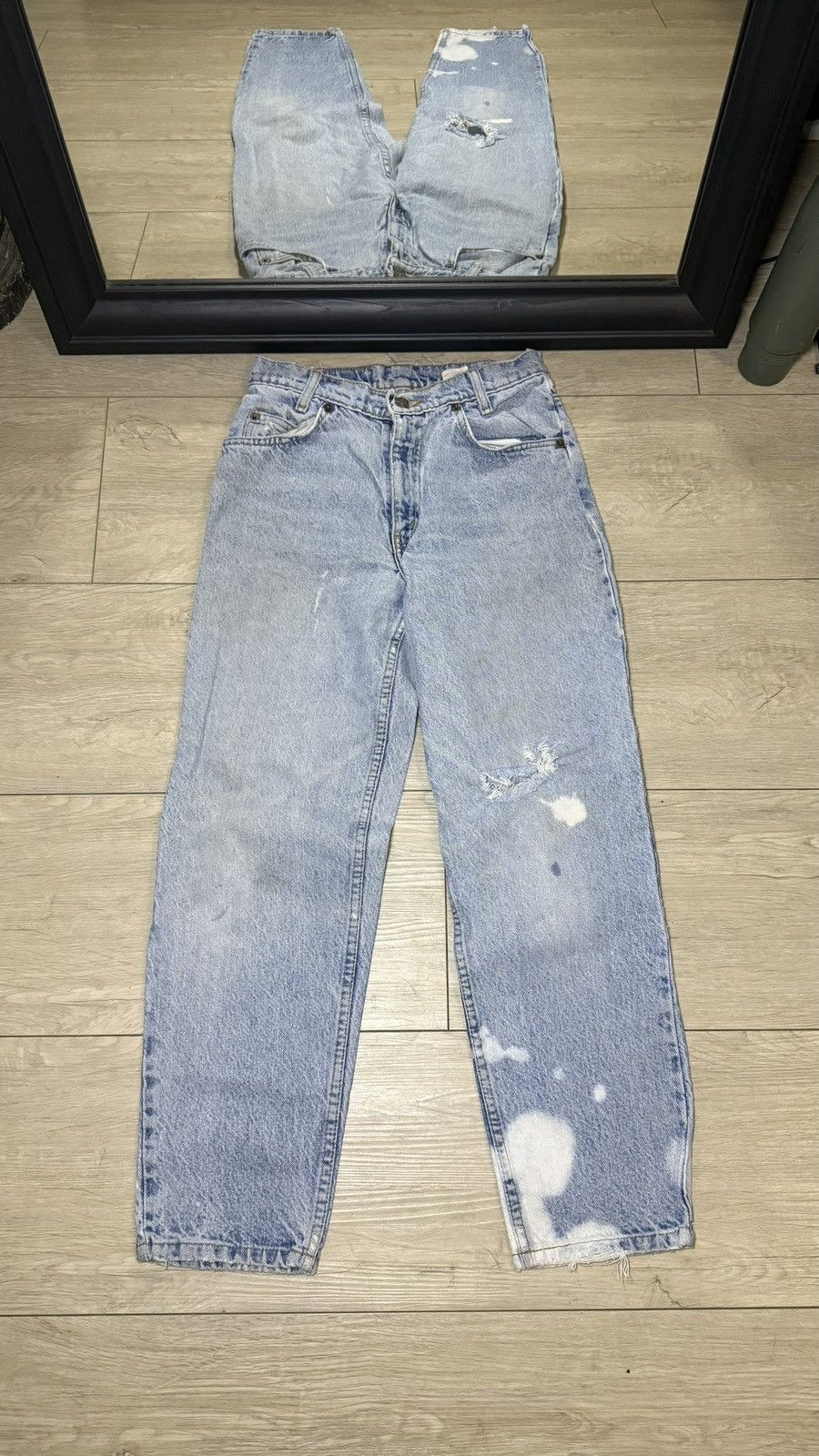 Levi's Vintage Thrashed 1990s Levi’s 550 Student Orange Tab Denim Size 28" / US 6 / IT 42 - 2 Thumbnail
