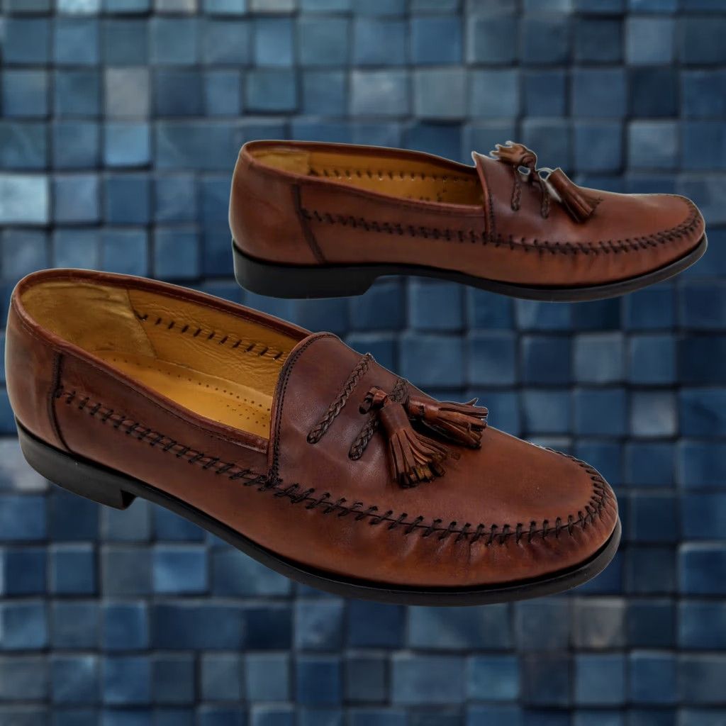 Sandro Moscoloni Sandro Moscoloni La Vida AMB Tassel Loafers Men 9.5 Brown Slip On Dress Leather Upper Lining Tassels Leather Sole City Logo Style Vintage No Size US 10 / EU 43 - 1 Thumbnail