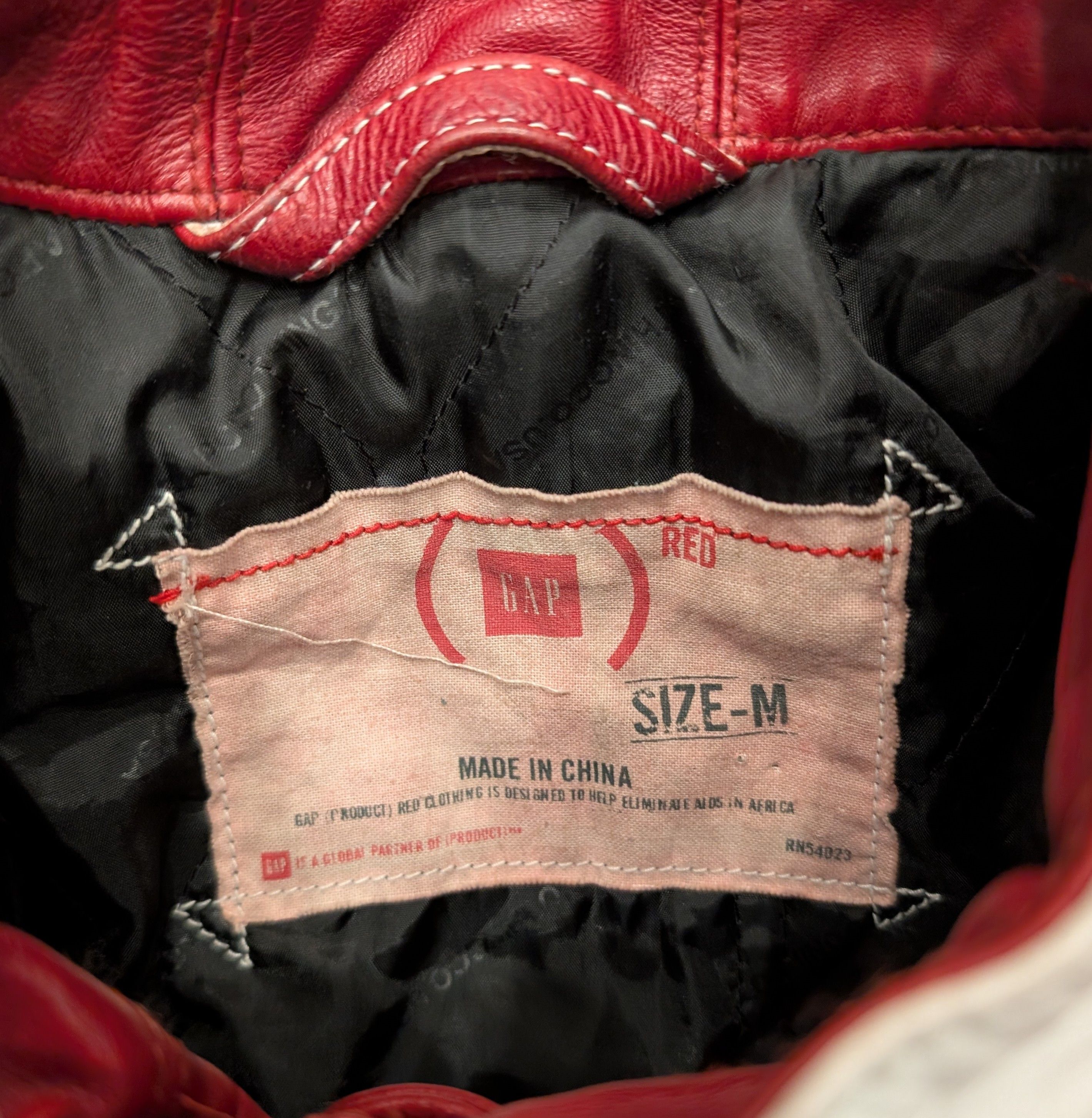 Gap GAP (PRODUCT) RED Leather Motorcycle Jacket Size US M / EU 48-50 / 2 - 3 Thumbnail