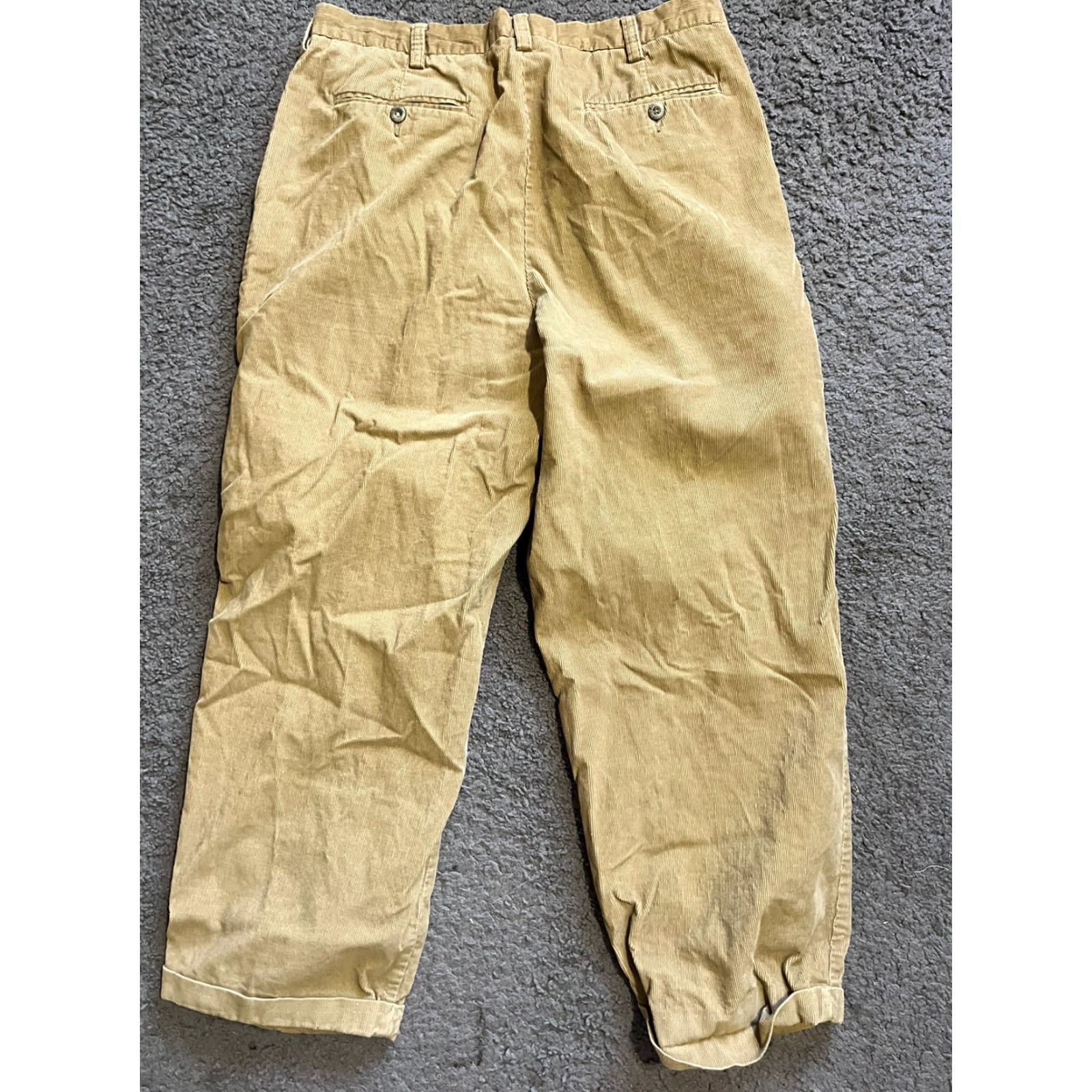 Perry Ellis Perry Ellis Chino Pants Men's 36 Regular Khaki Corduroy Pleated 31" Inseam Beigish Opt: Modern/ Casual Mens Size US 36 / EU 52 - 3 Thumbnail
