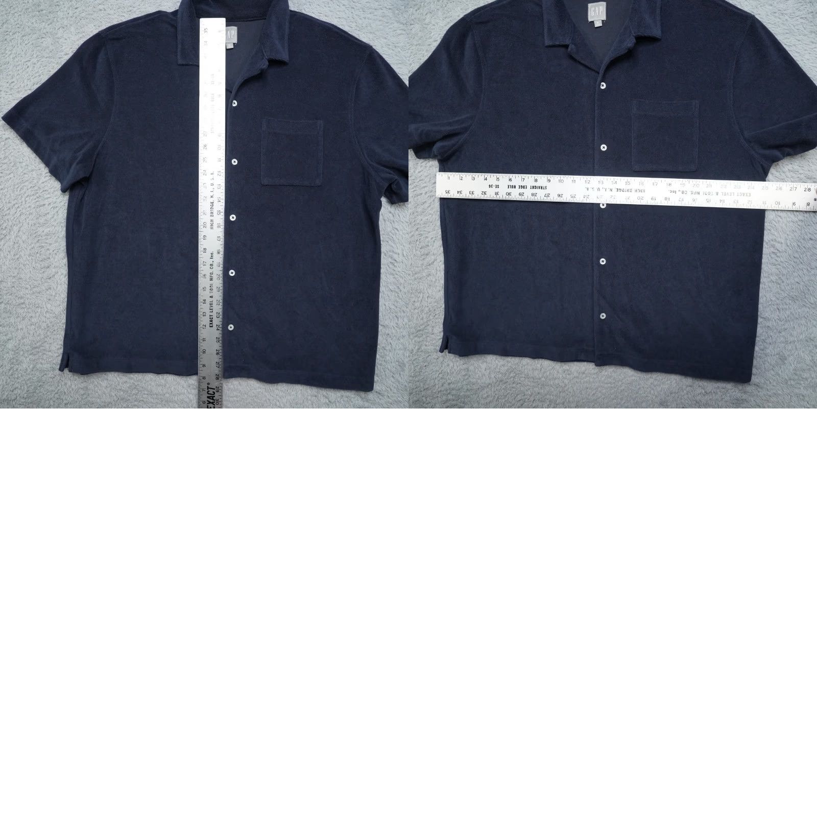 Gap Beach Shirt Mens XL Blue Terry Cloth Short Sleeve Polo Collar Button  100% Cotton Hawaiian Casual Pockets