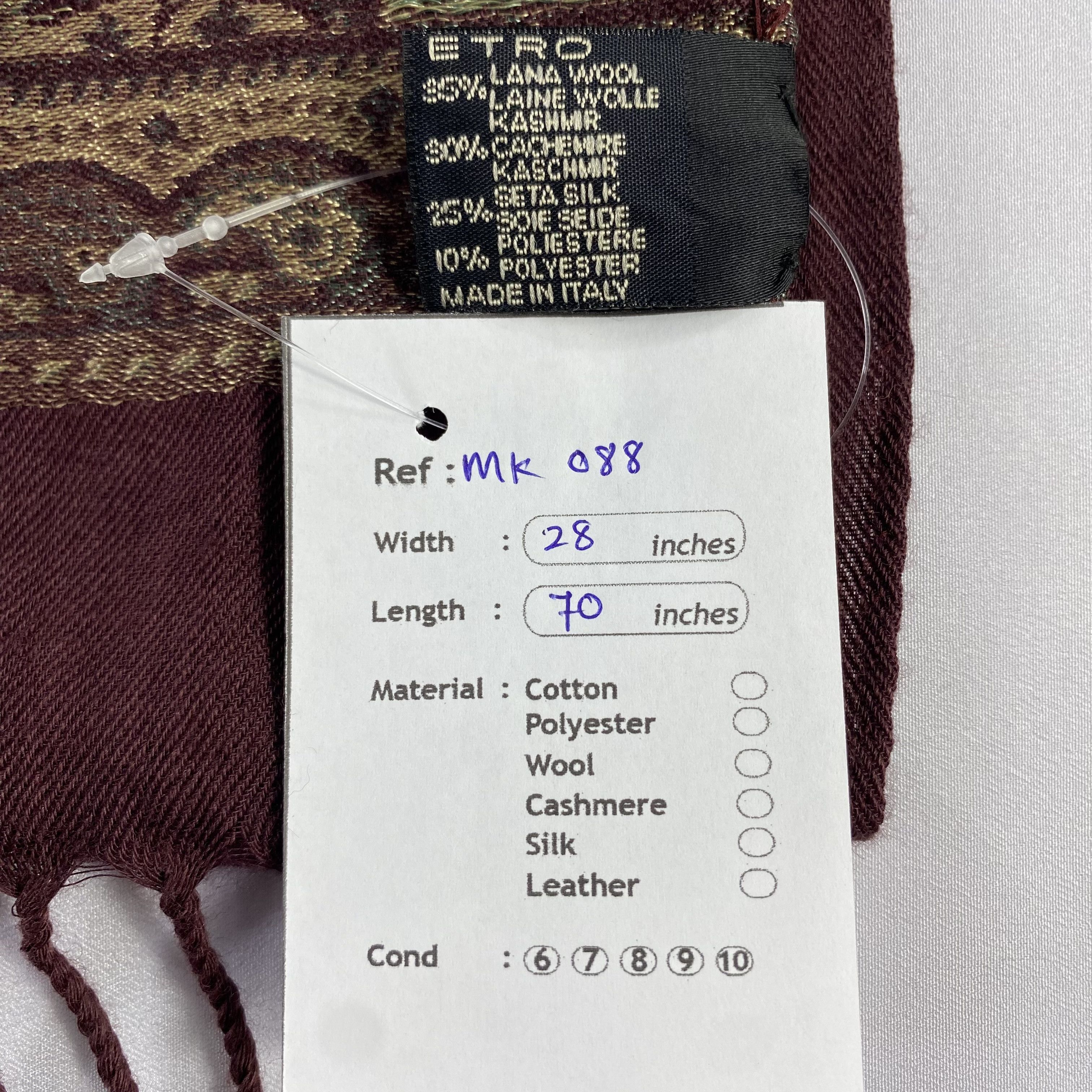 Etro Etro Burgundy Paisley Shawl - Wool Cashmere Silk Blend Size ONE SIZE - 12 Thumbnail