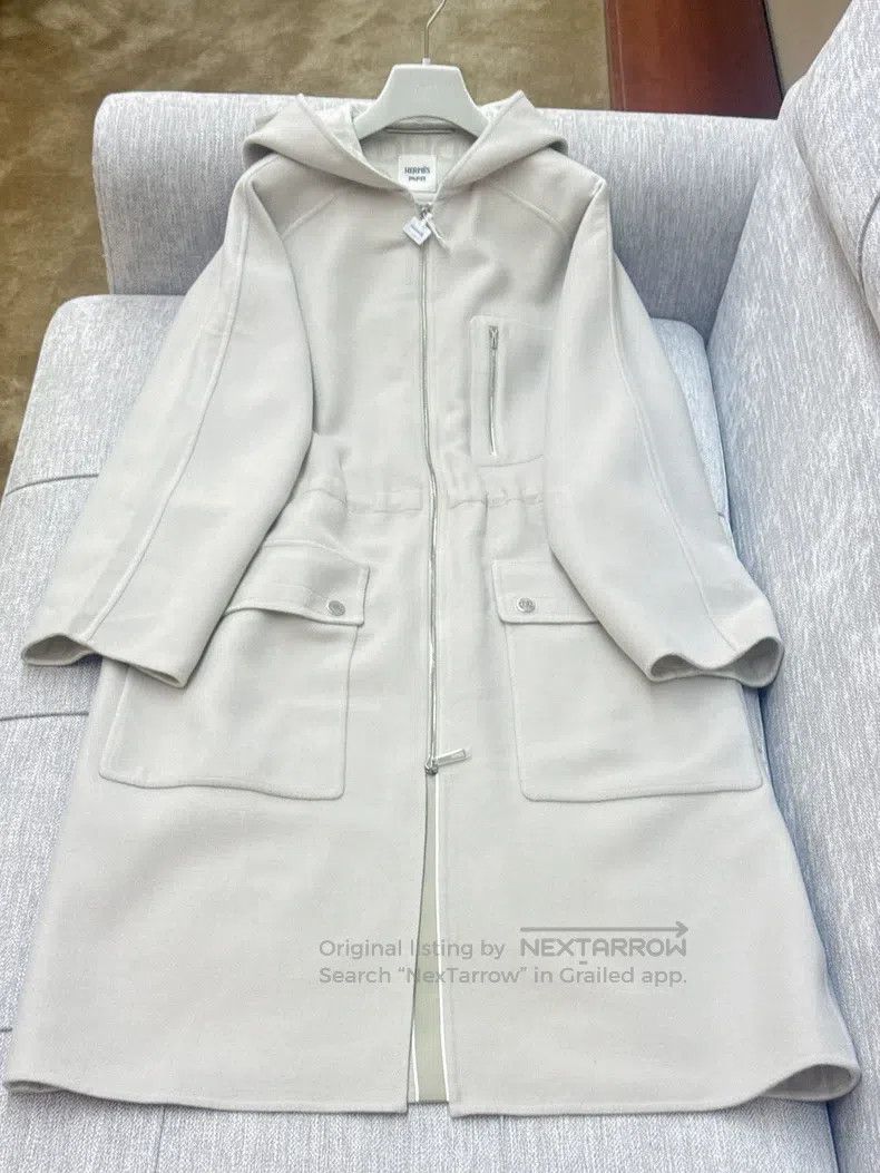 Hermes Hermes Beige Hooded Coat, Size 38, Hooded Design with Zipp Size XS / US 0-2 / IT 36-38 - 5 Thumbnail