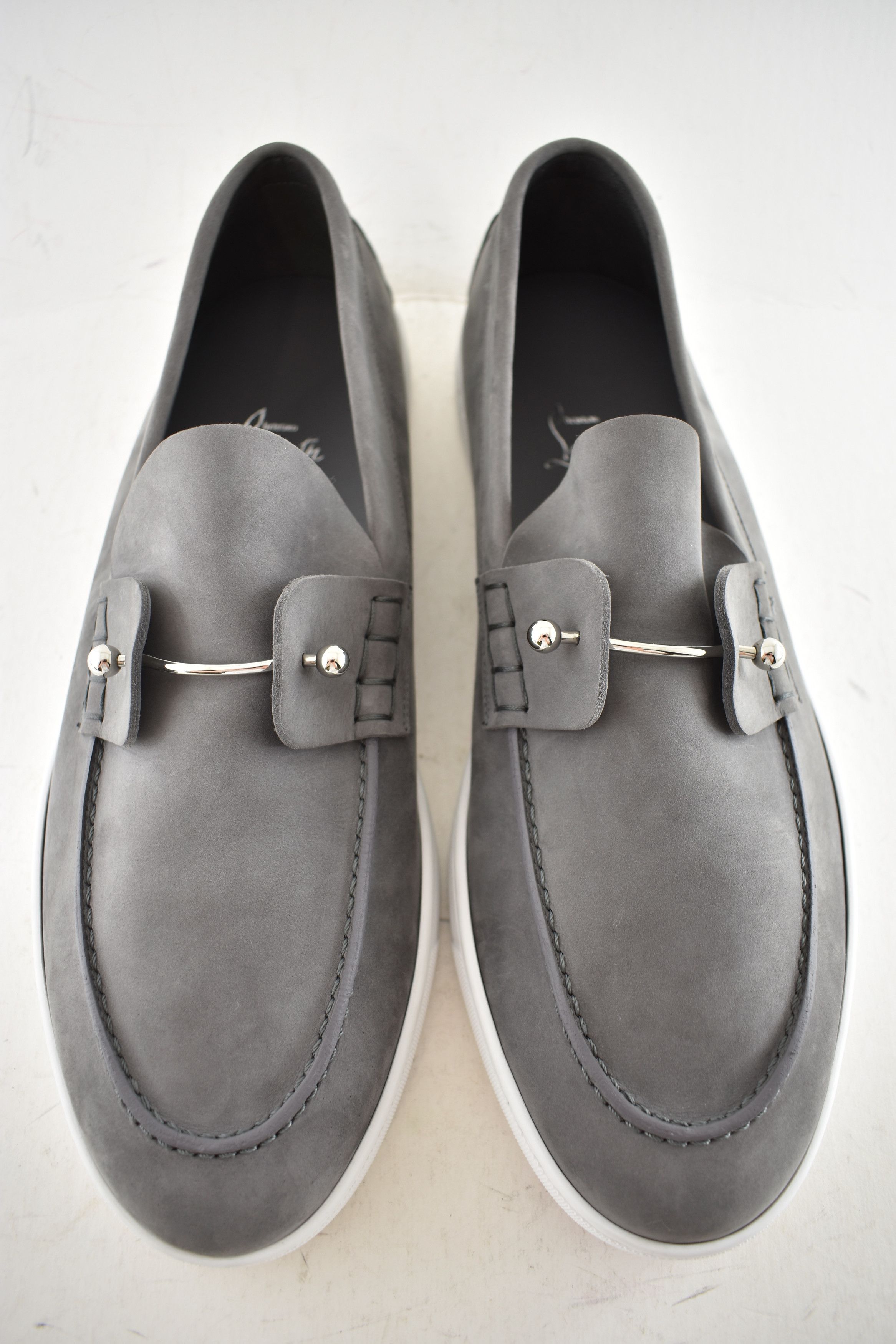 Christian Louboutin Mens Chambeliboat Flat Smoky Grey Loafer Sneaker Boat 45 12 Size US 12 / EU 45 - 7 Thumbnail