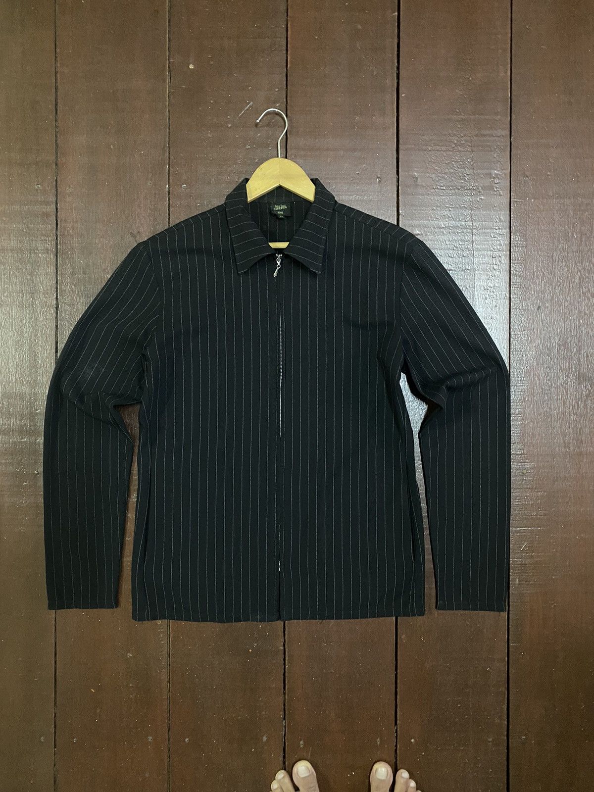Jean Paul Gaultier Jeans Paul Gaultier Slim Black Striped Zip Seersucker Suit. Size L / US 10 / IT 46 - 1 Thumbnail