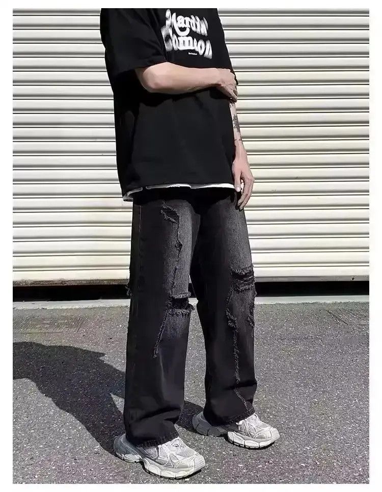 Japanese Brand Straight-Leg Hole Jean Size US 32 / EU 48 - 3 Thumbnail