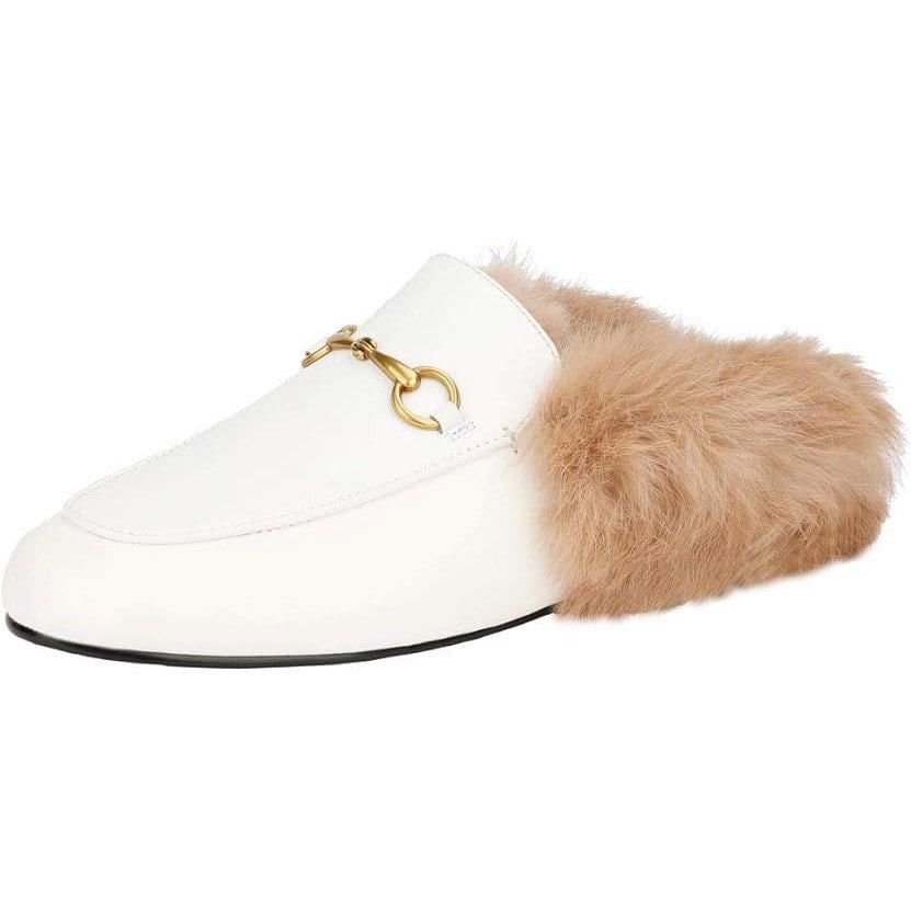 Other Arqa Women's Size 6 White Brown Fur Slide On Mule Slippers Size US 6 / IT 36 - 1 Thumbnail