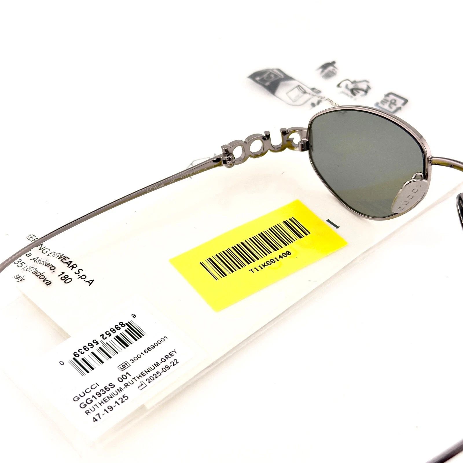 Gucci GUCCI 1935 Gg1935S Ruthenium Gray Logo Wrap Sunglasses 001 Size ONE SIZE - 6 Thumbnail